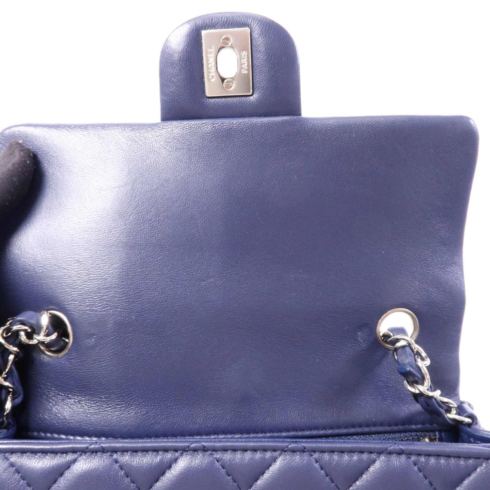 CHANEL 羊皮皮革Mini Classic 20銀扣鏈帶肩背袋