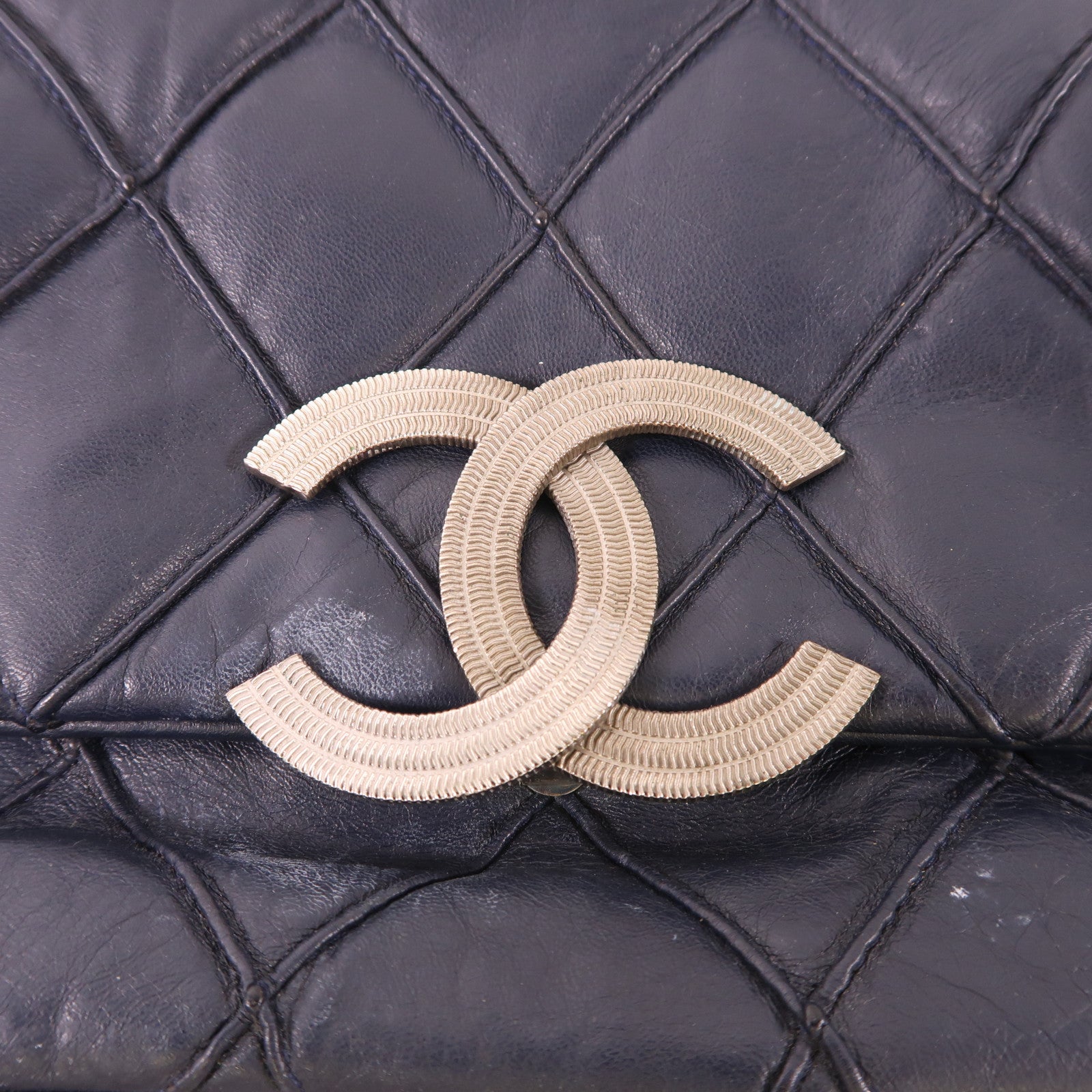 CHANEL 牛皮皮革Shoulder Bag銀扣肩背袋