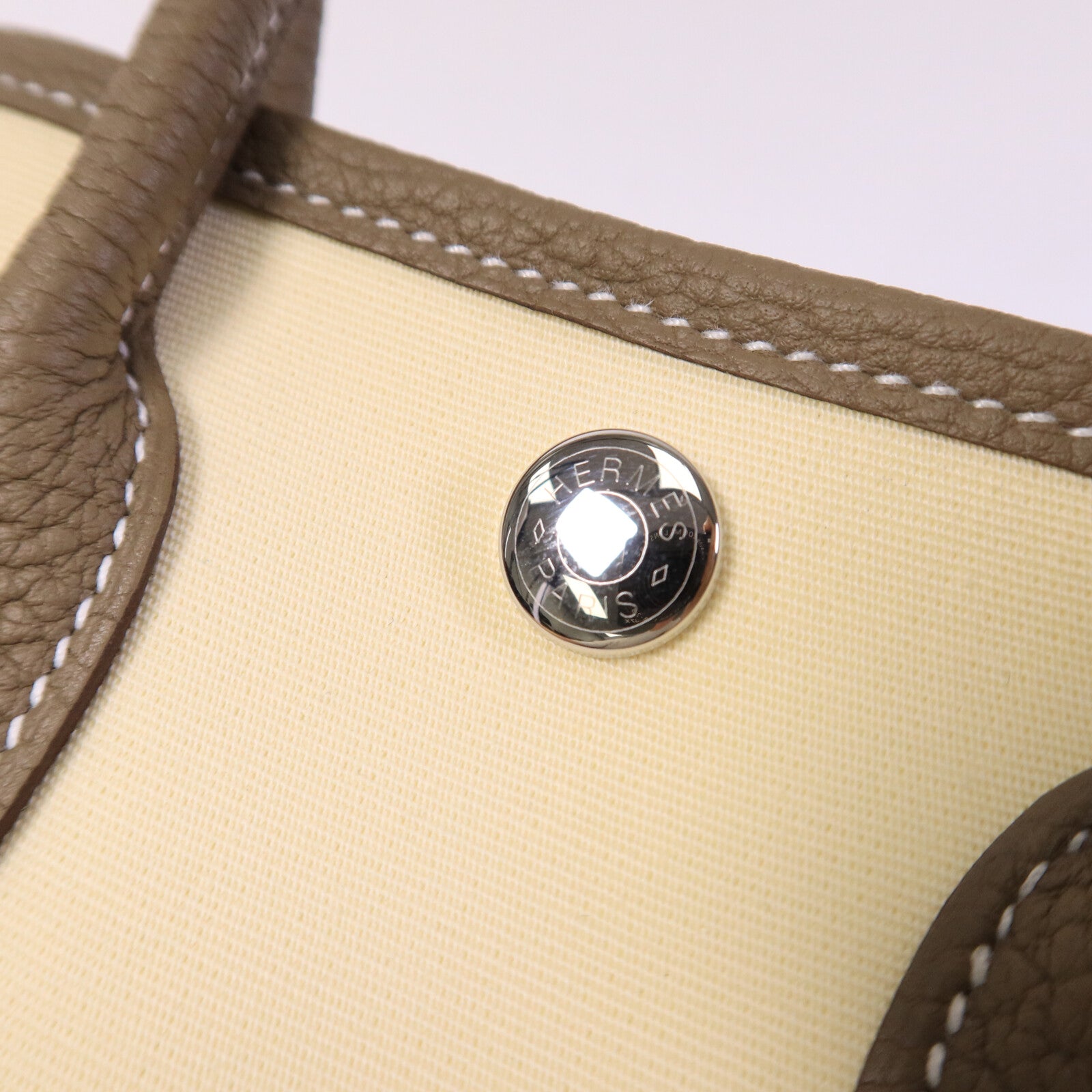 HERMES Officer/Negonda皮革Mini Garden Party手提袋Vanille/Etoupe