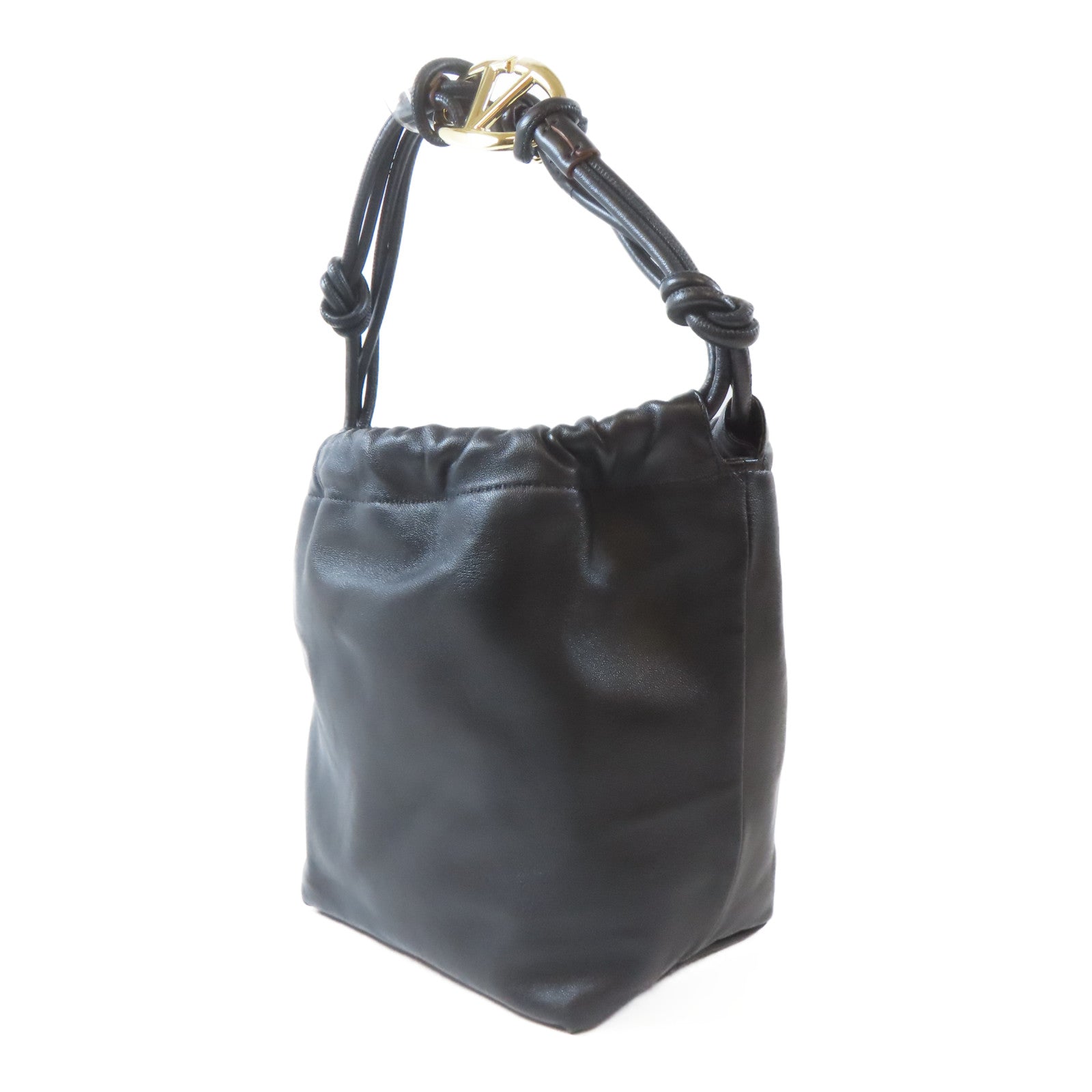 Valentino 牛皮皮革Tote Bag金扣手挽袋黑色