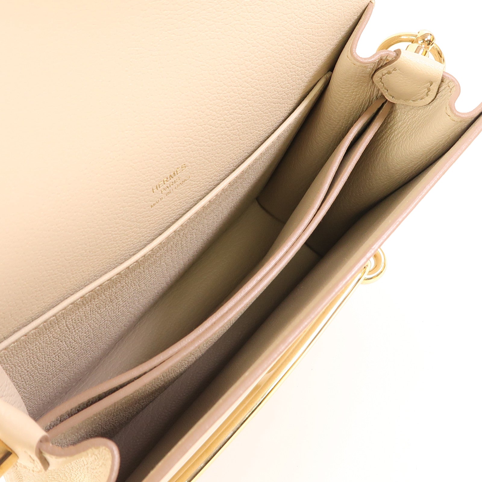 HERMES Evercolor皮革Mini Roulis金扣肩背袋Beton