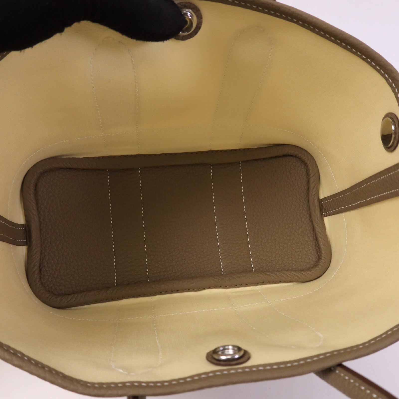 HERMES Officer/Negonda皮革Mini Garden Party手提袋Vanille/Etoupe