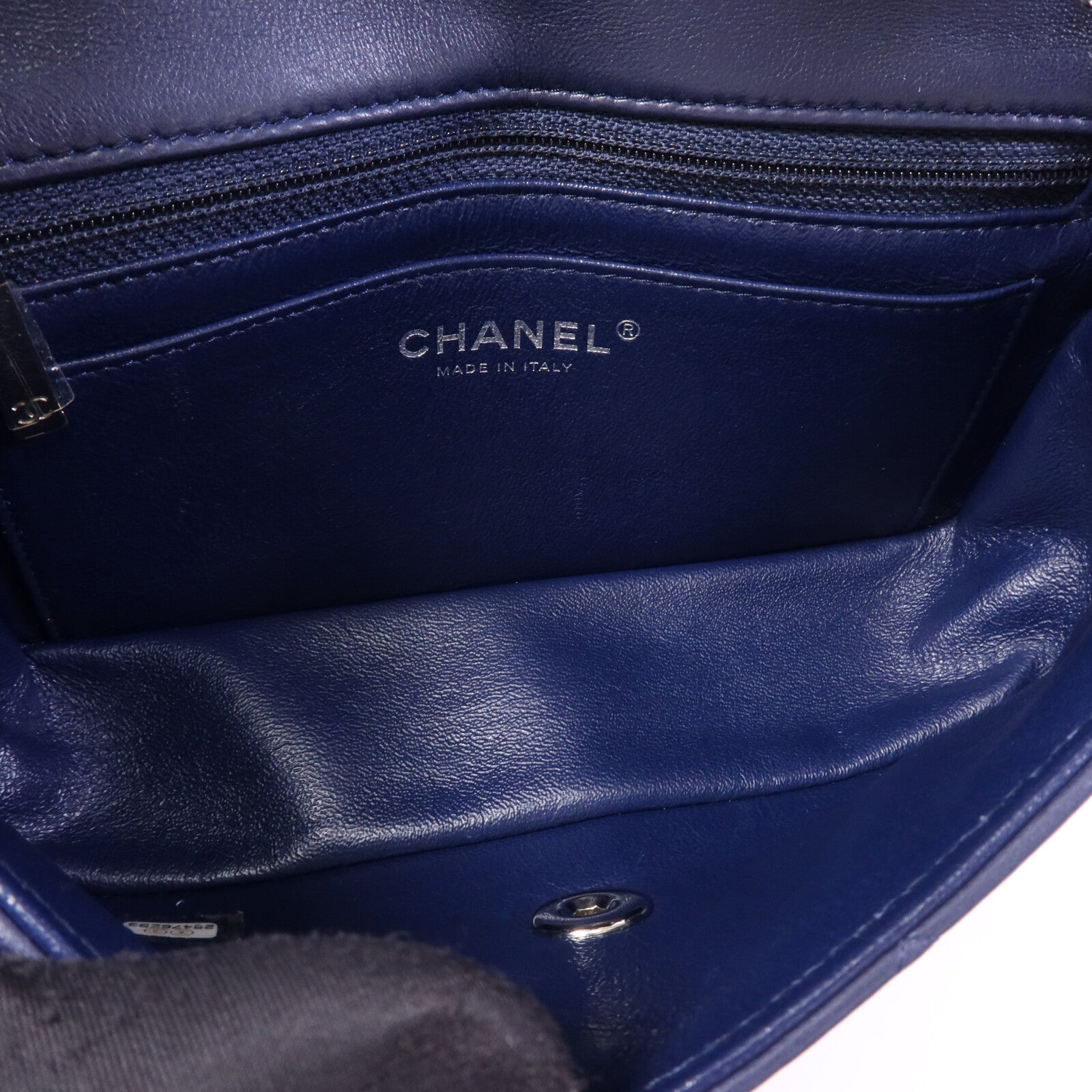 CHANEL 羊皮皮革Mini Classic 20銀扣鏈帶肩背袋
