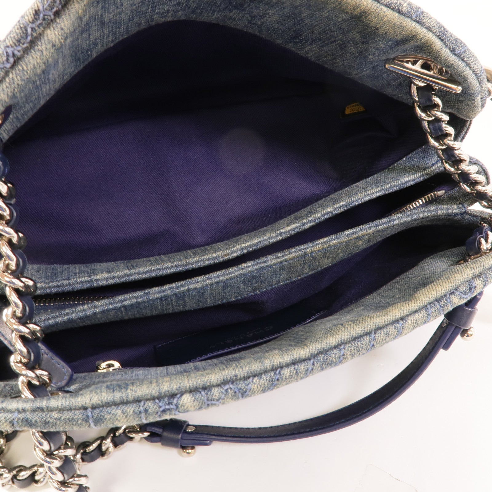 CHANEL Denim Mademoiselle Camellia肩背袋