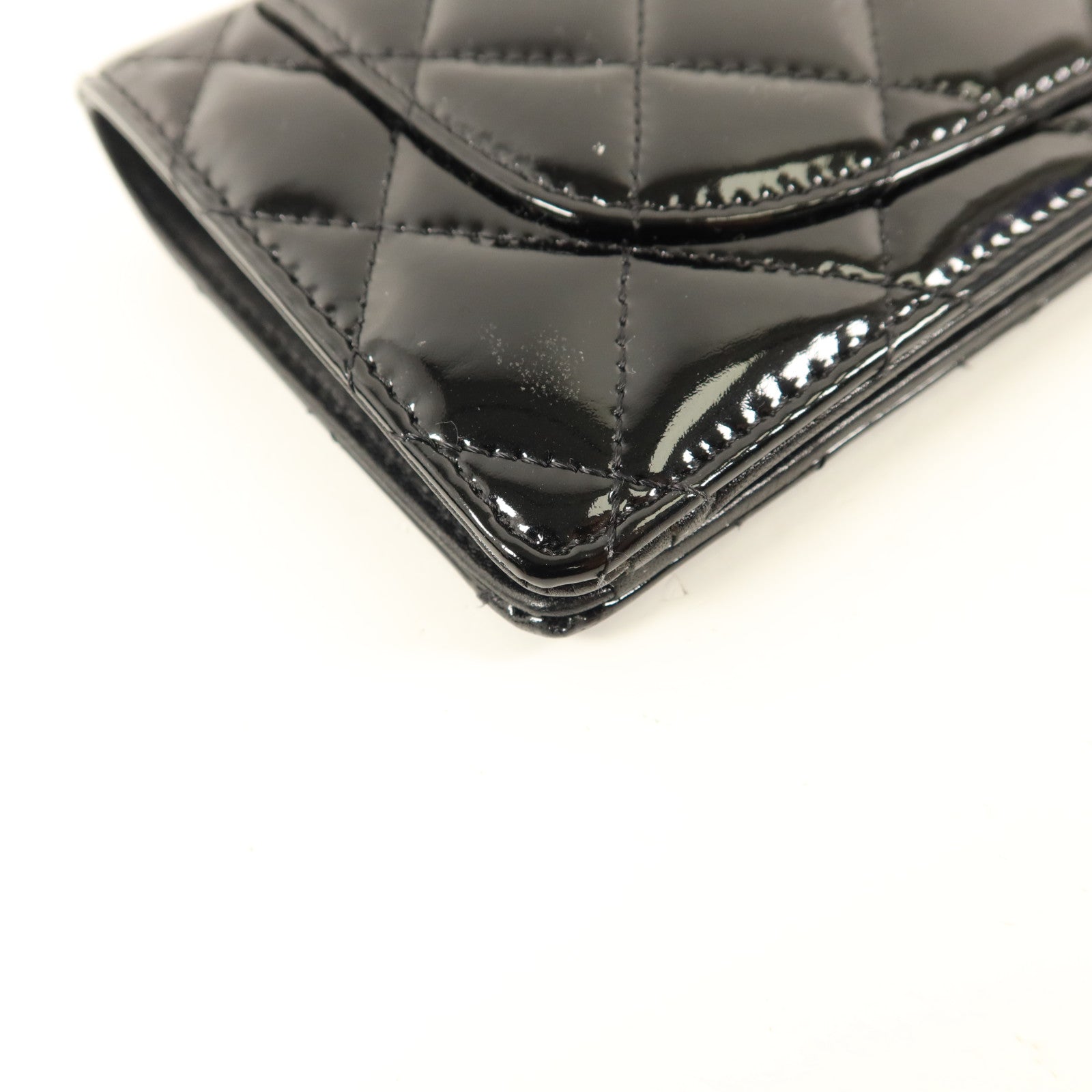 CHANEL 漆皮皮革Long Bifold Wallet銀扣長錢包