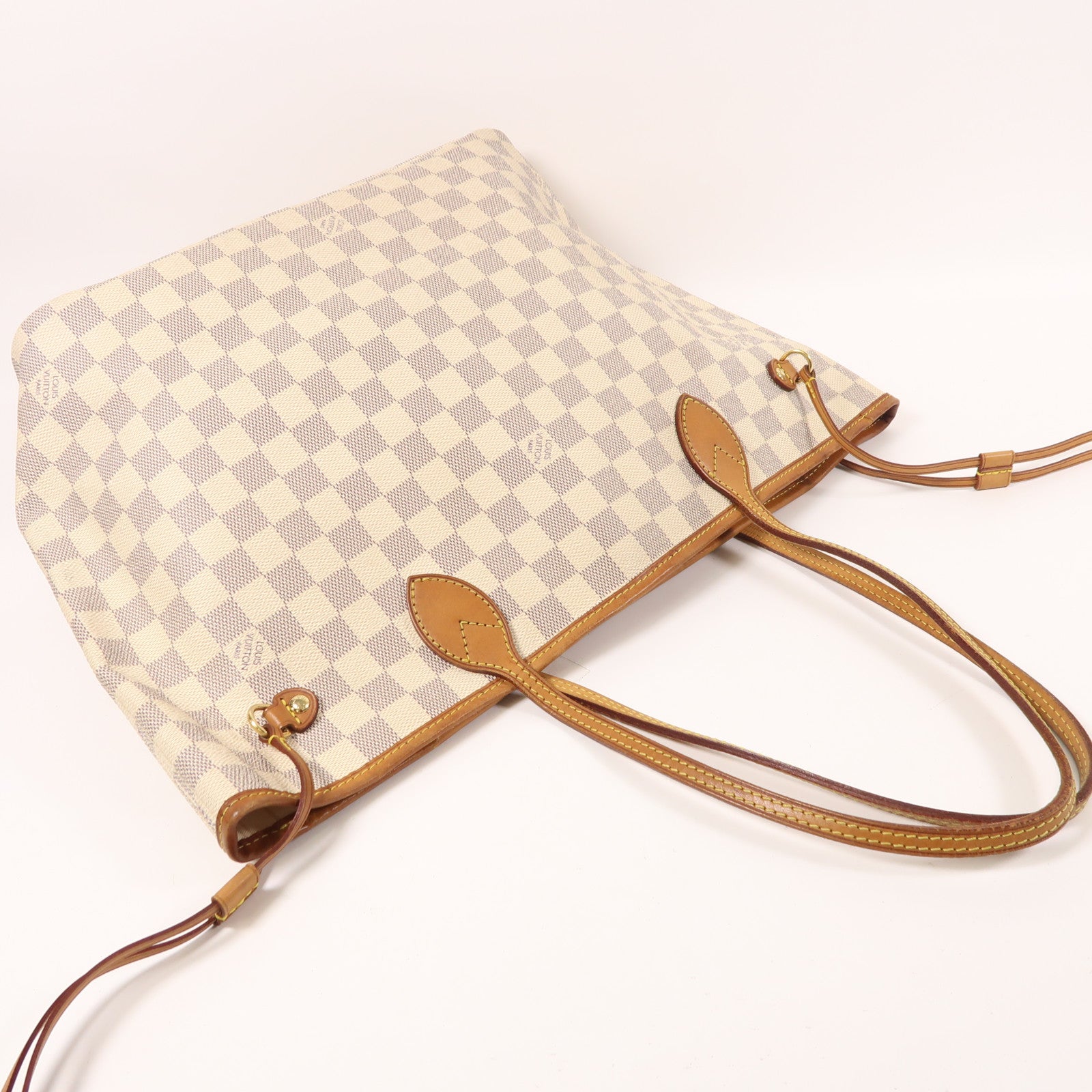 LOUIS VUITTON Damier Azur Neverfull MM金扣肩背袋