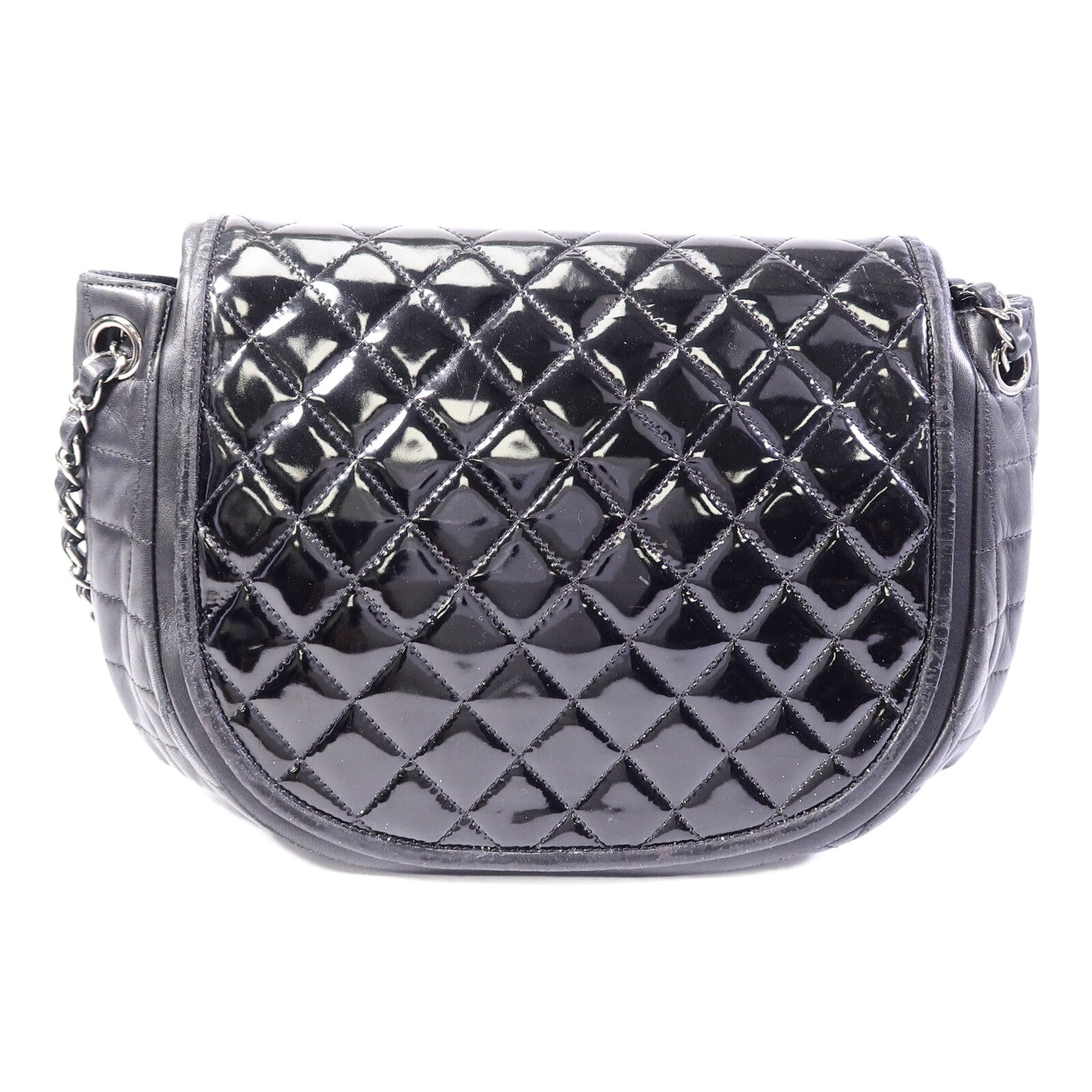 CHANEL 【激減優惠】漆皮皮革Shoulder Bag銀扣鏈帶肩背袋