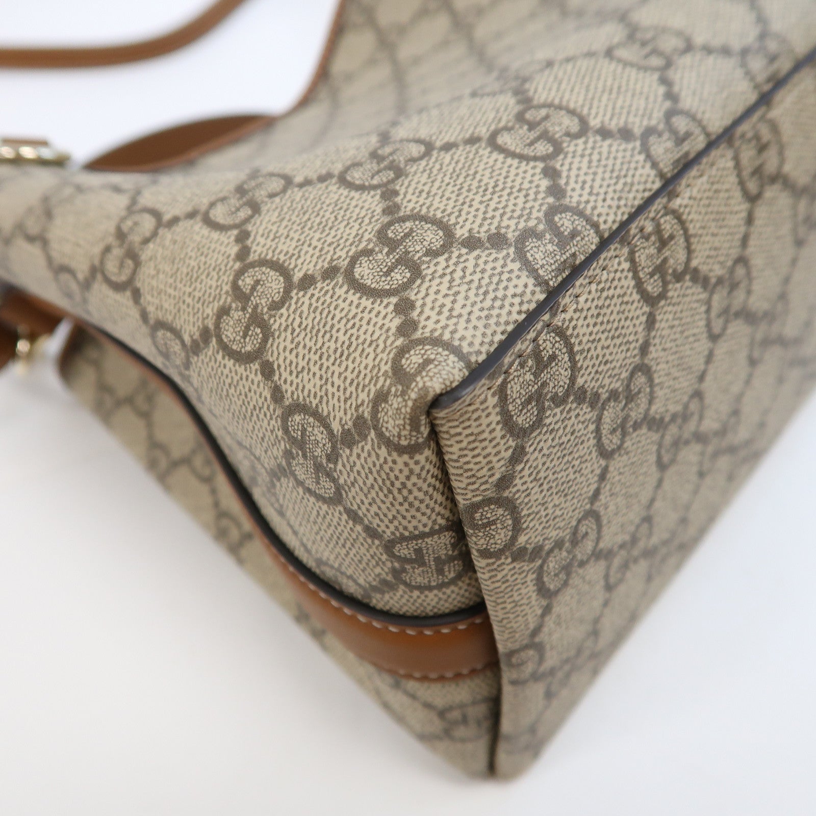 GUCCI 塗層帆布Bucket Bag金扣手挽肩背兩用袋啡色