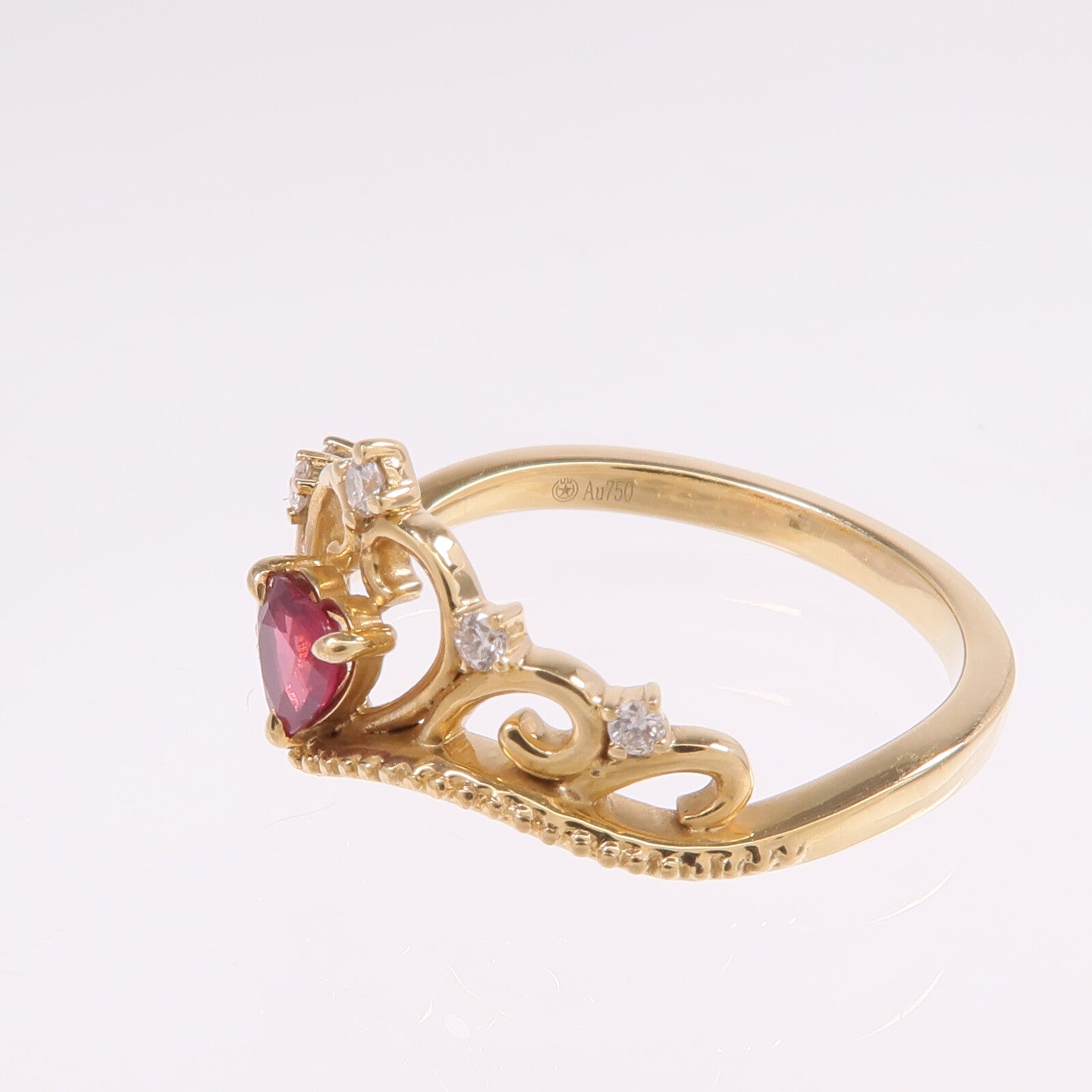 JEWELRY 【激減優惠】18K黃金Ruby Diamond Ring紅寶石/鑽石戒指US#6.5