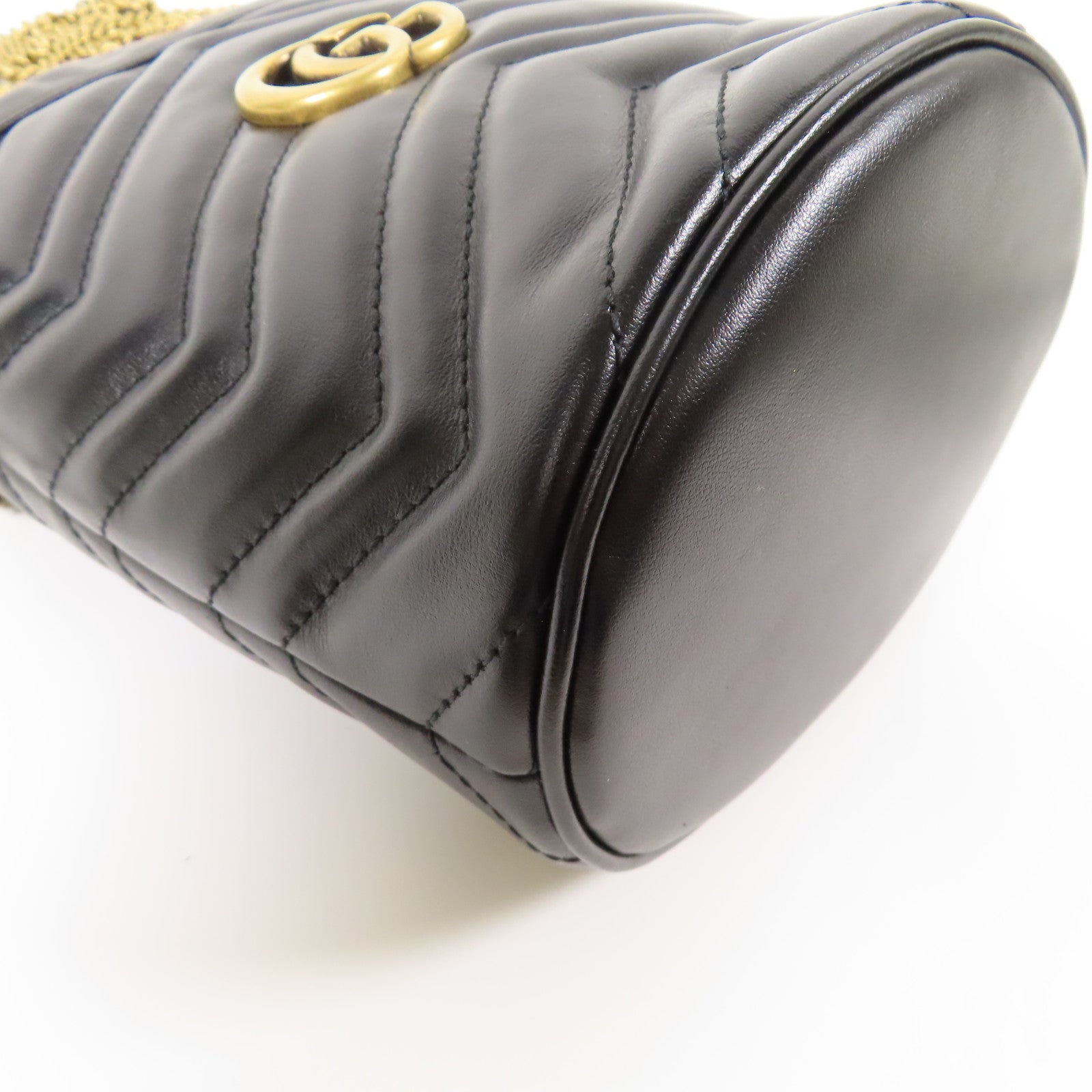 GUCCI 【激減優惠】牛皮皮革GG Marmont金扣鏈帶肩背袋