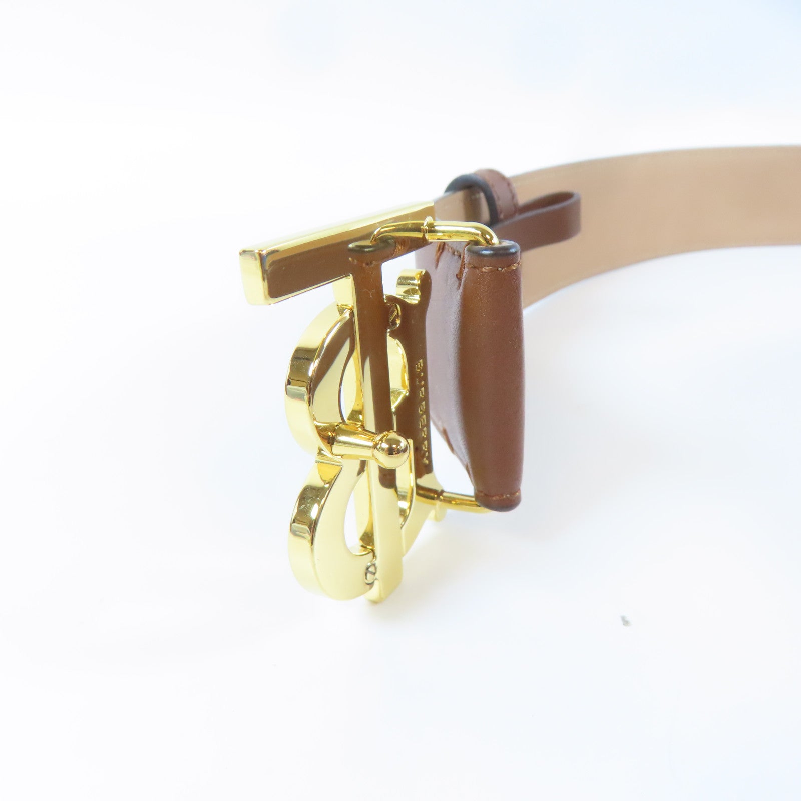 BURBERRY 牛皮皮革Belt金扣皮帶啡色