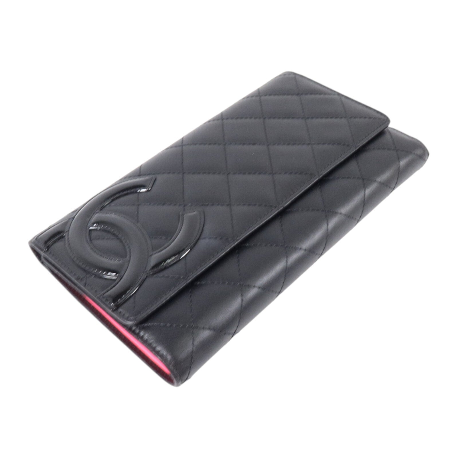 CHANEL 牛皮皮革Cambon Wallet銀扣長錢包