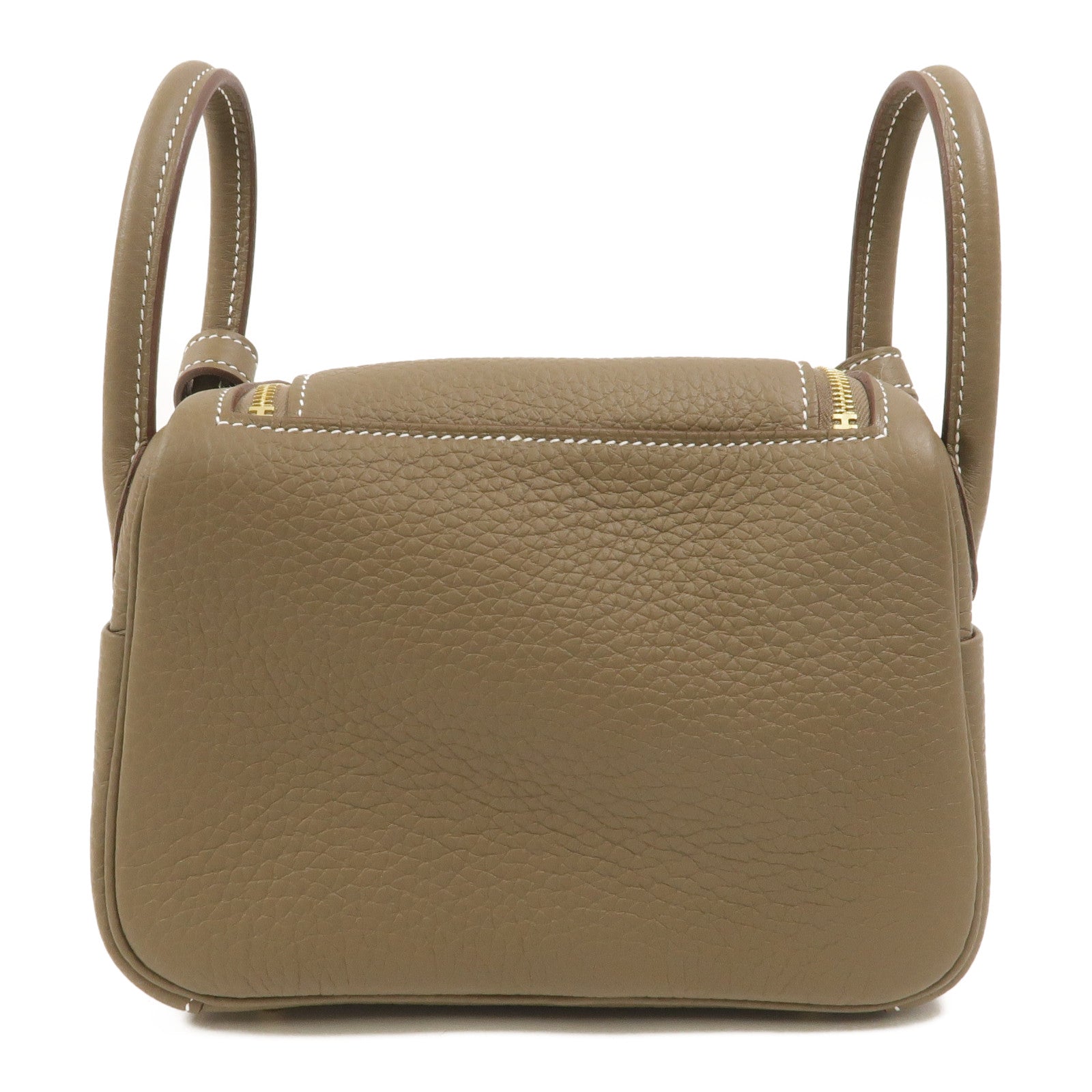 HERMES Clemence皮革Mini Lindy手挽肩背兩用袋Etoupe