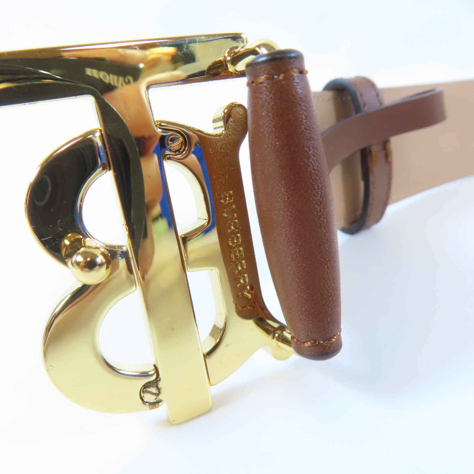 BURBERRY 牛皮皮革Belt金扣皮帶啡色