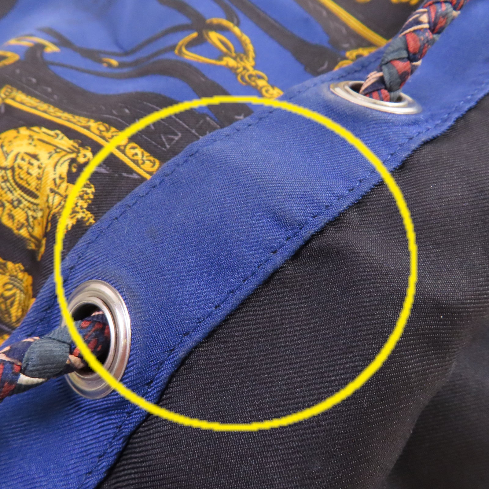 HERMES 【清倉大減價】絲質/皮革Soie Cool Backpack銀扣背包藍色/金色/黑色