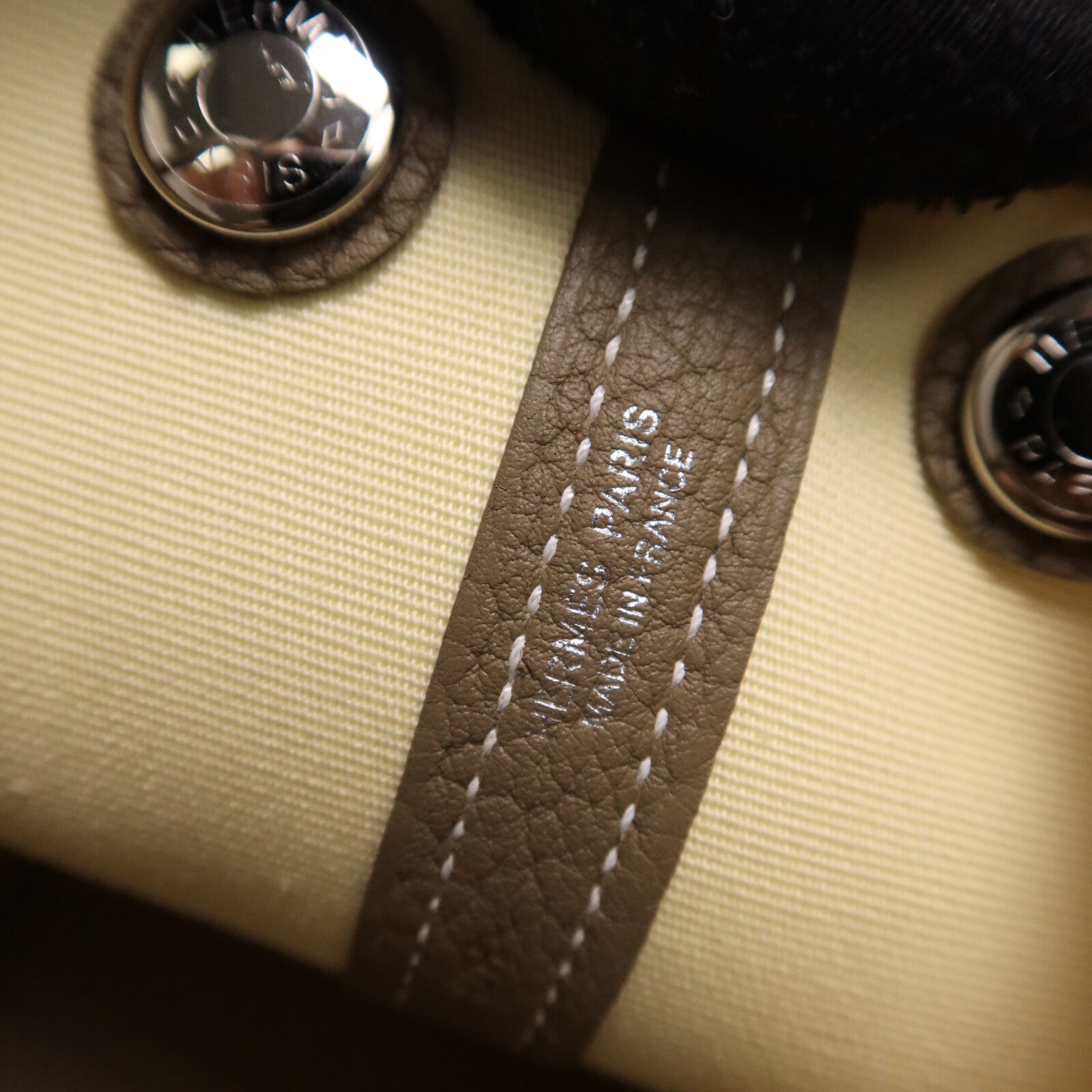 HERMES Officer/Negonda皮革Mini Garden Party手提袋Vanille/Etoupe