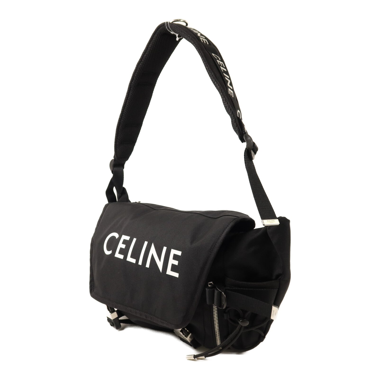 CELINE 帆布Trekking Shoulder Bag銀扣肩背袋