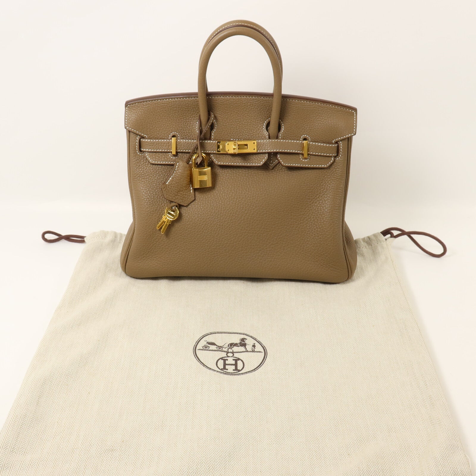 HERMES Togo皮革Birkin 25手挽袋Etoupe