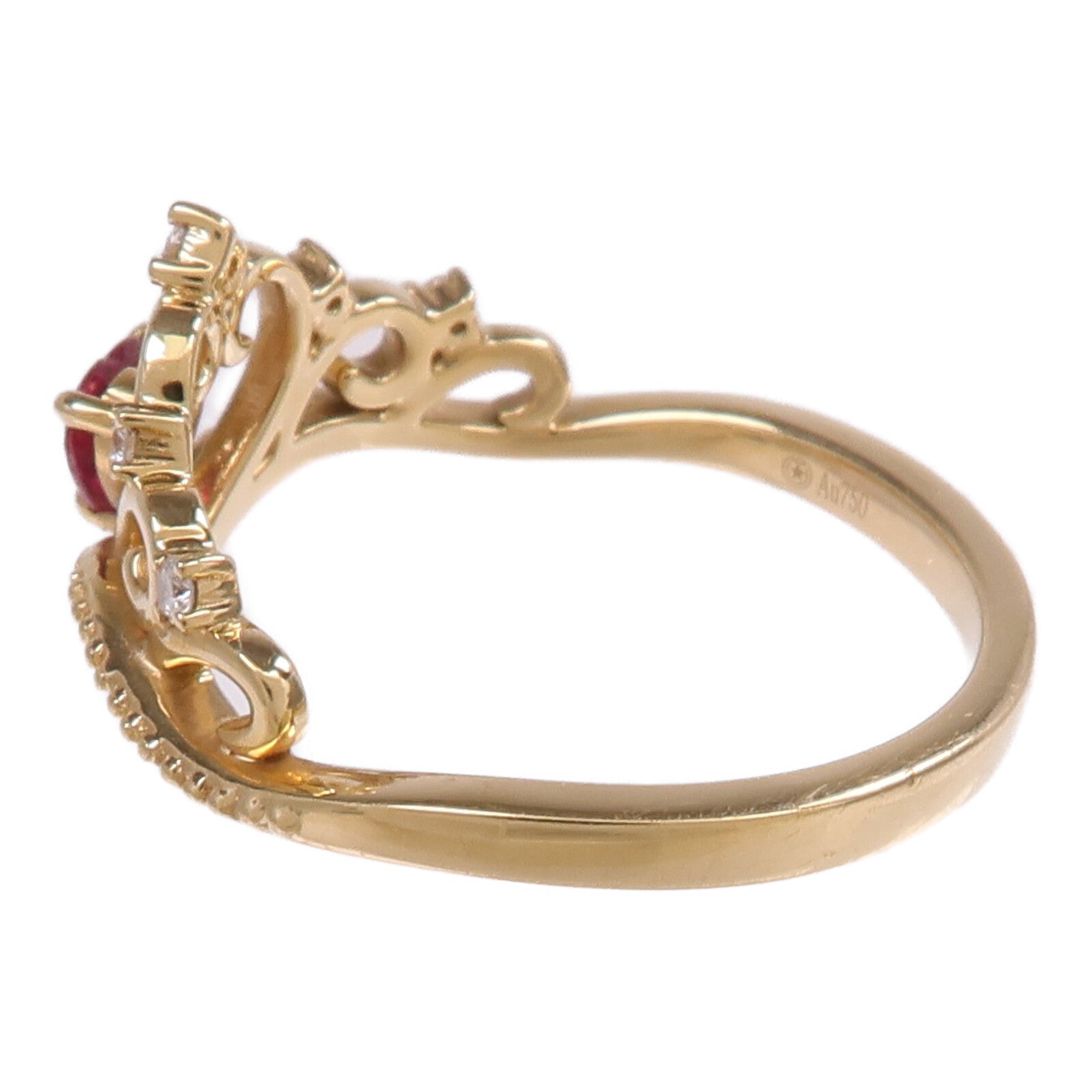 JEWELRY 【激減優惠】18K黃金Ruby Diamond Ring紅寶石/鑽石戒指US#6.5