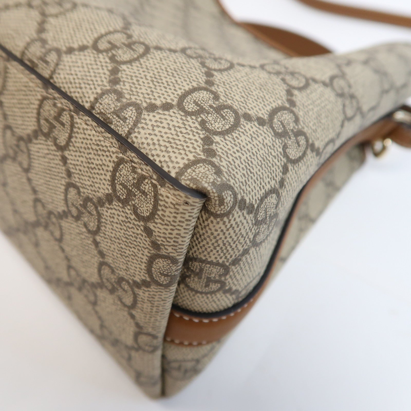 GUCCI 塗層帆布Bucket Bag金扣手挽肩背兩用袋啡色