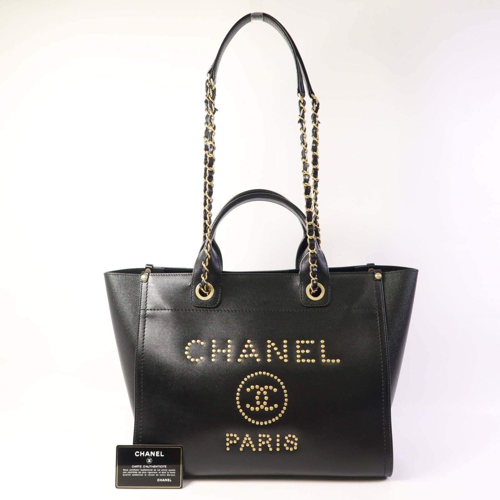 CHANEL 【激減優惠】牛皮皮革Deauville金扣手挽肩背兩用袋