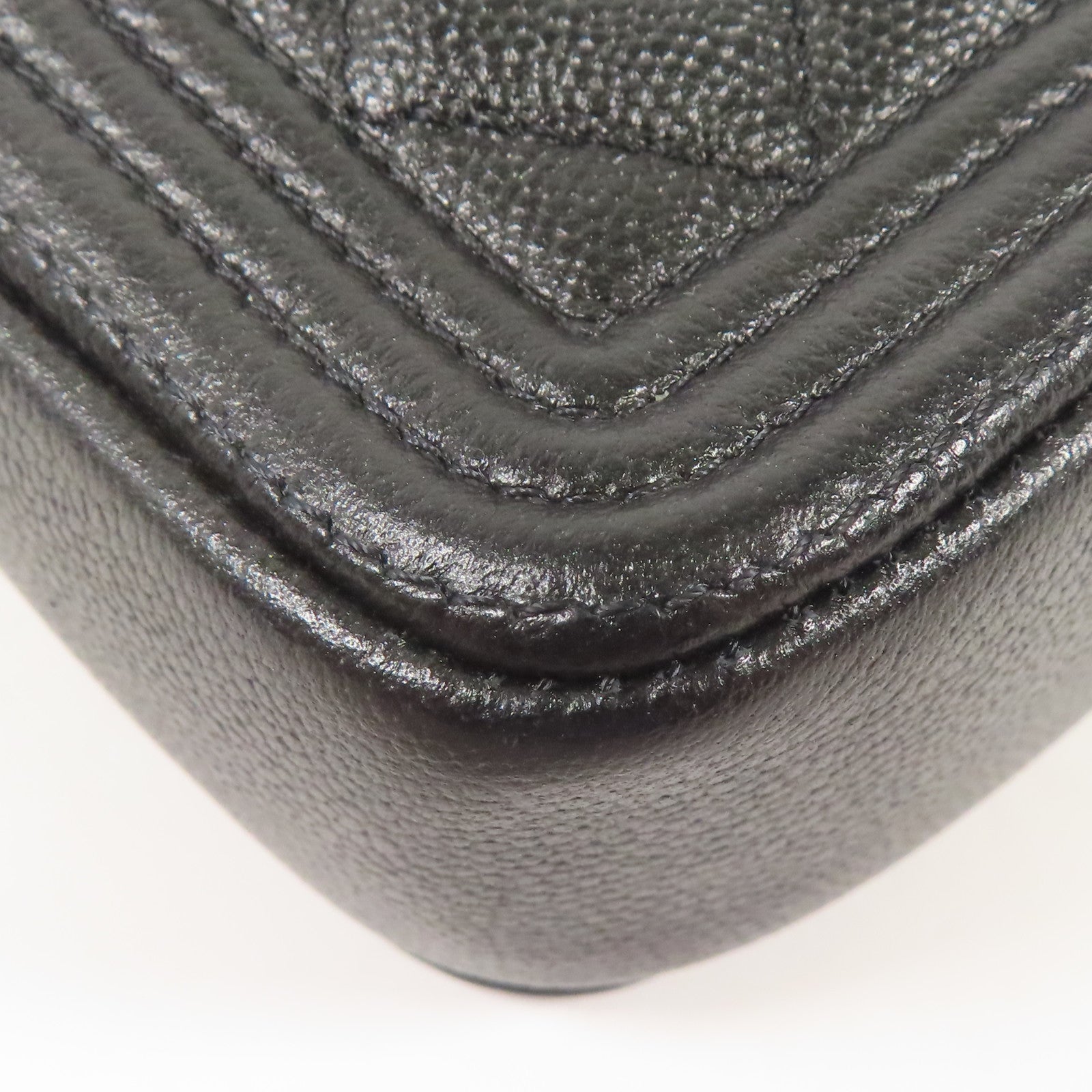 CHANEL CC GHW Boy Chain Shoulder Bag Calfskin Leather Black