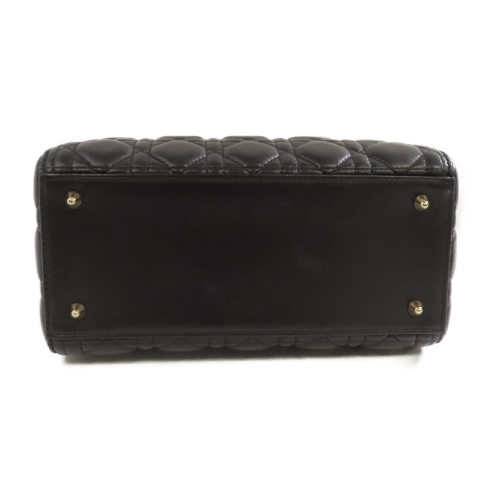 Dior 羊皮皮革Lady Dior 2Way Shoulder Bag金扣手挽肩背兩用袋黑色