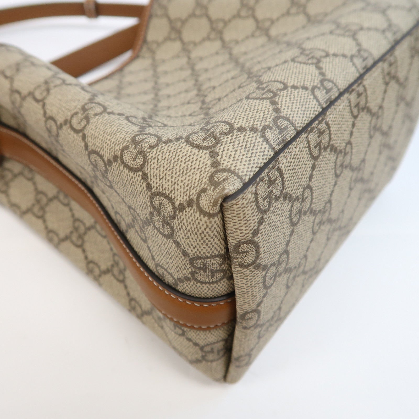 GUCCI 塗層帆布Bucket Bag金扣手挽肩背兩用袋啡色