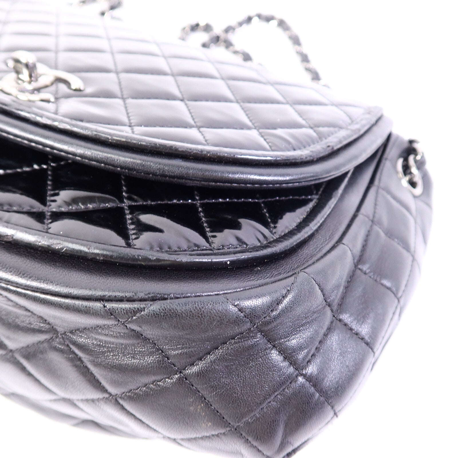 CHANEL 【激減優惠】漆皮皮革Shoulder Bag銀扣鏈帶肩背袋
