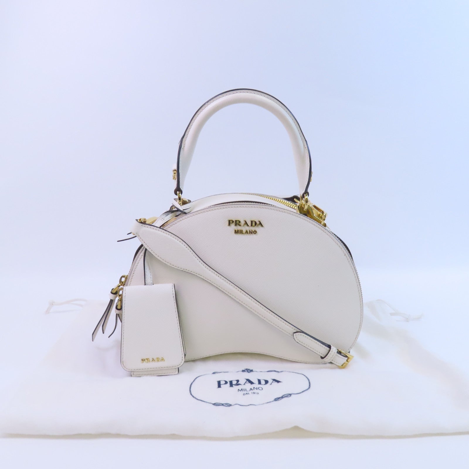 PRADA 牛皮皮革2Way Shoulder Bag金扣手挽肩背兩用袋
