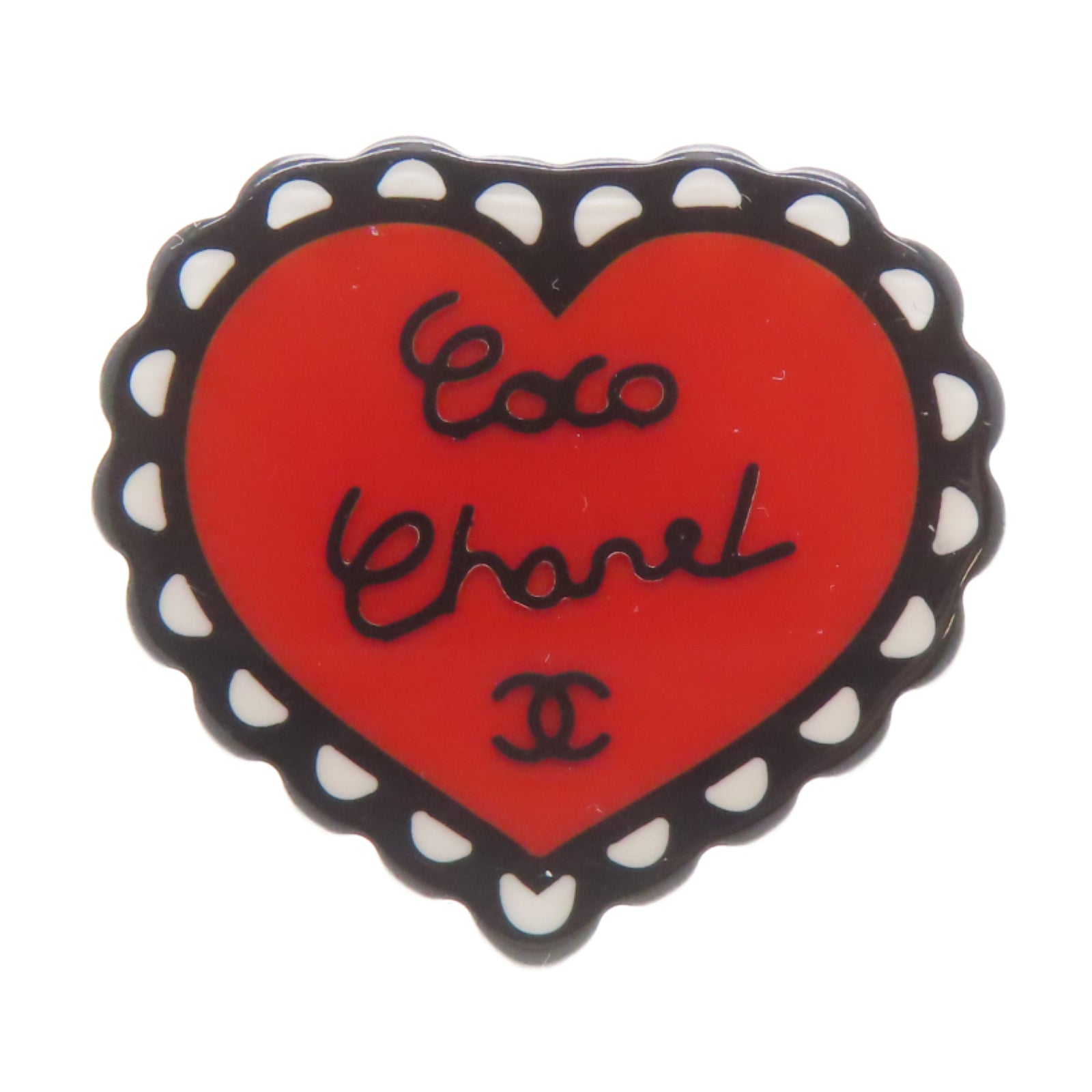 CHANEL 【激減優惠】PVC Brooch金扣胸針紅色/黑色