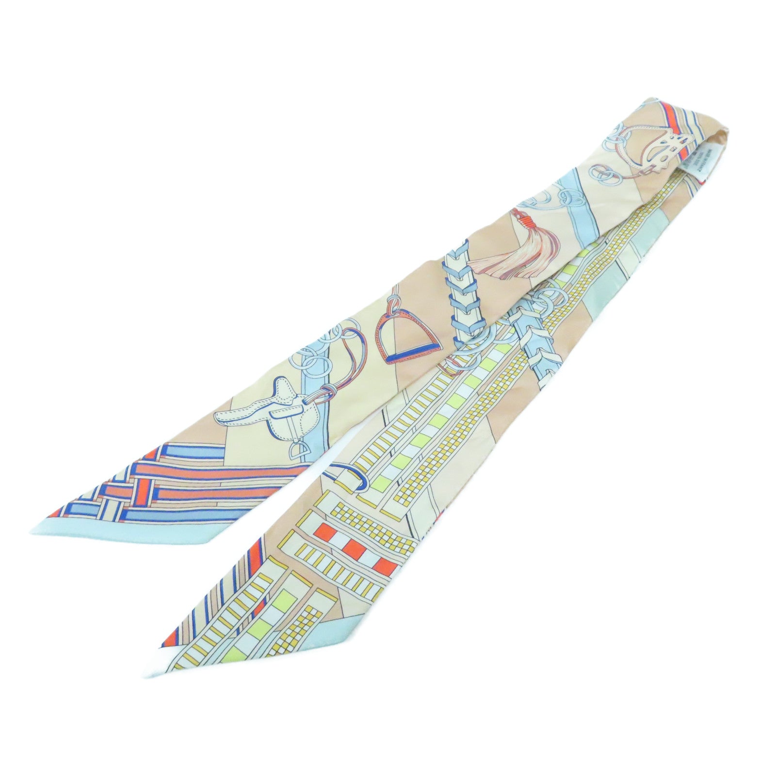 HERMES 【激減優惠】絲質Twilly Scarf絲巾米色