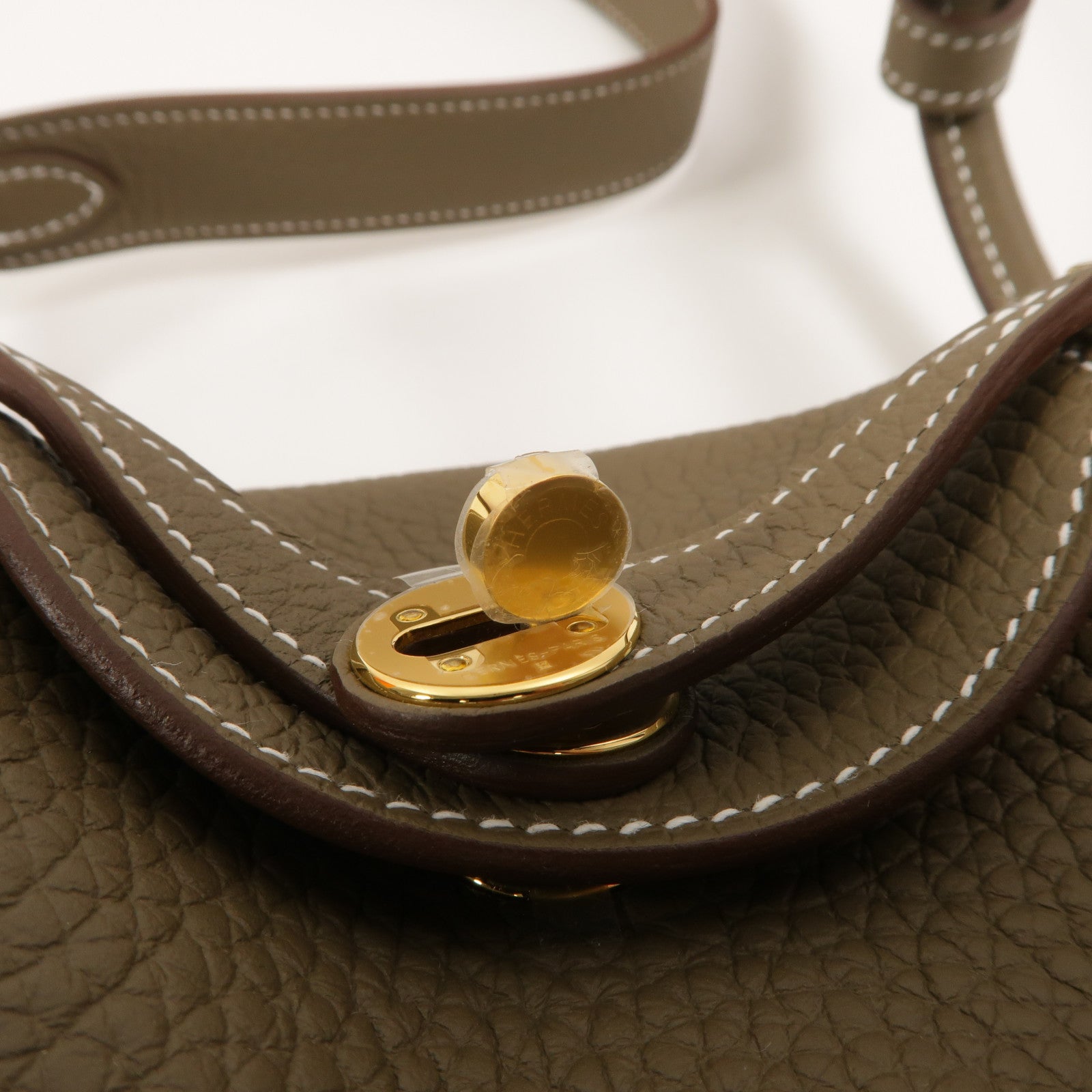 HERMES Clemence皮革Mini Lindy手挽肩背兩用袋Etoupe