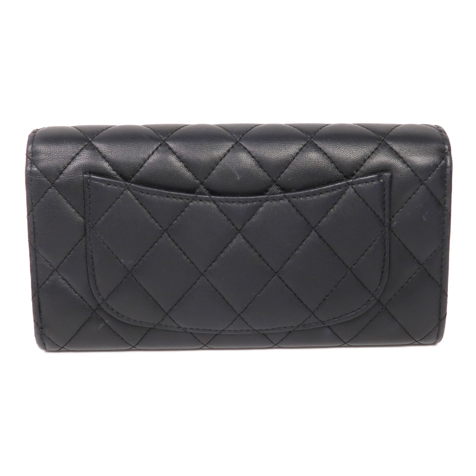 CHANEL 羊皮皮革Long Wallet金扣長錢包