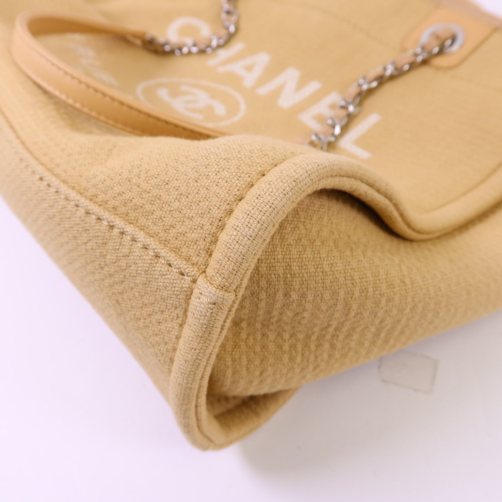 CHANEL 【激減優惠】帆布Deauville Tote Bag銀扣鏈帶肩背袋