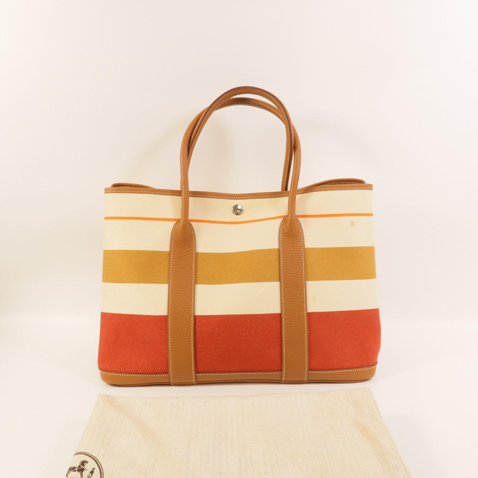 HERMES 帆布Garden Party PM手挽袋Multicolor