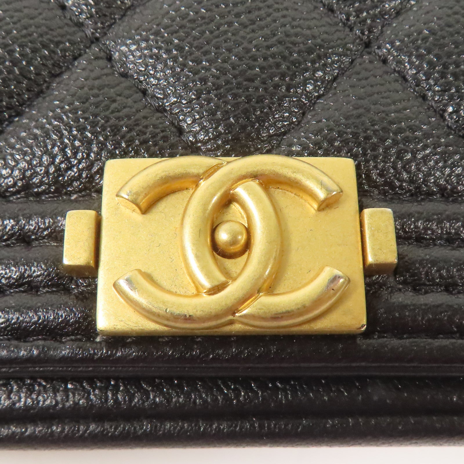 CHANEL CC GHW Boy Chain Shoulder Bag Calfskin Leather Black