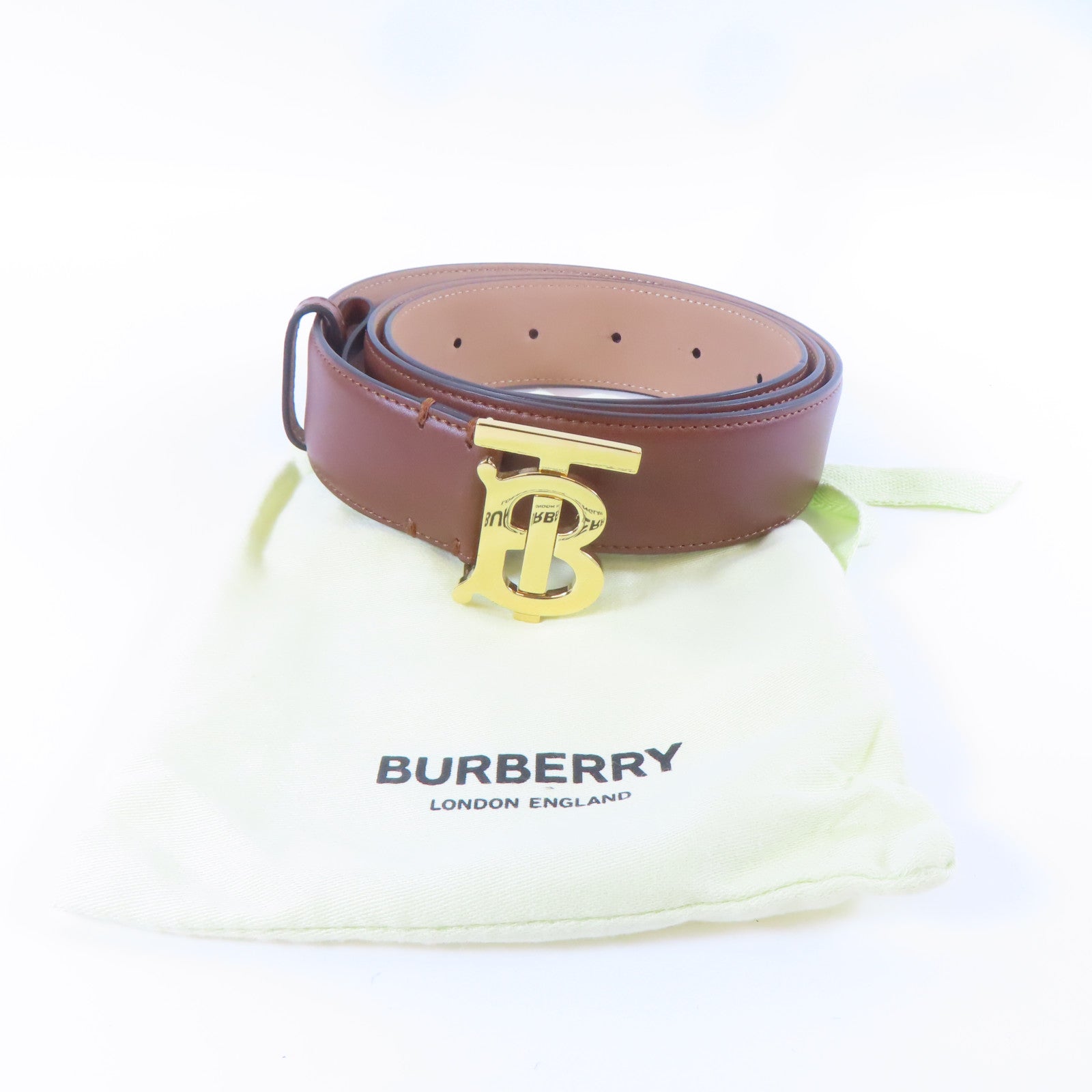 BURBERRY 牛皮皮革Belt金扣皮帶啡色