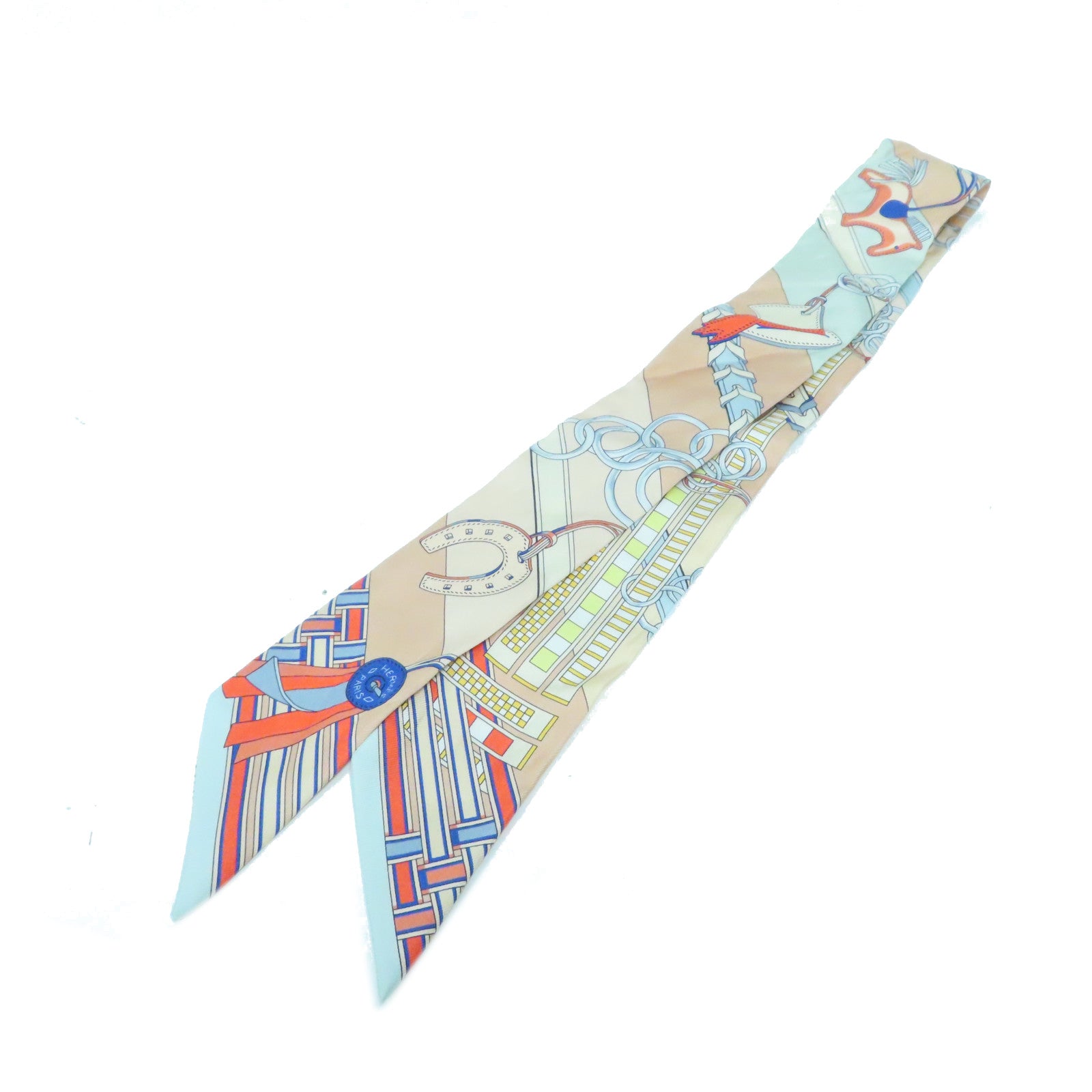 HERMES 【激減優惠】絲質Twilly Scarf絲巾米色