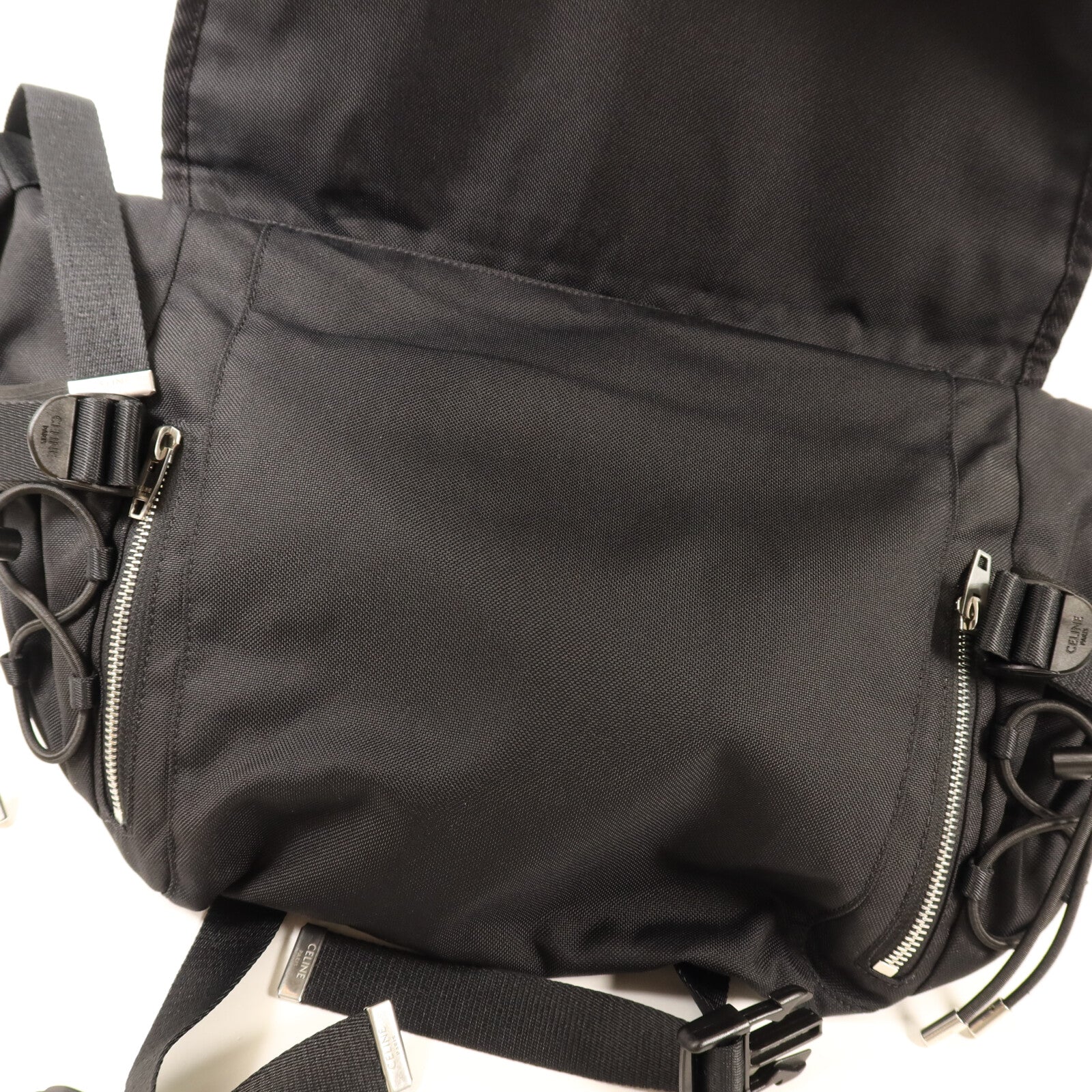 CELINE 帆布Trekking Shoulder Bag銀扣肩背袋