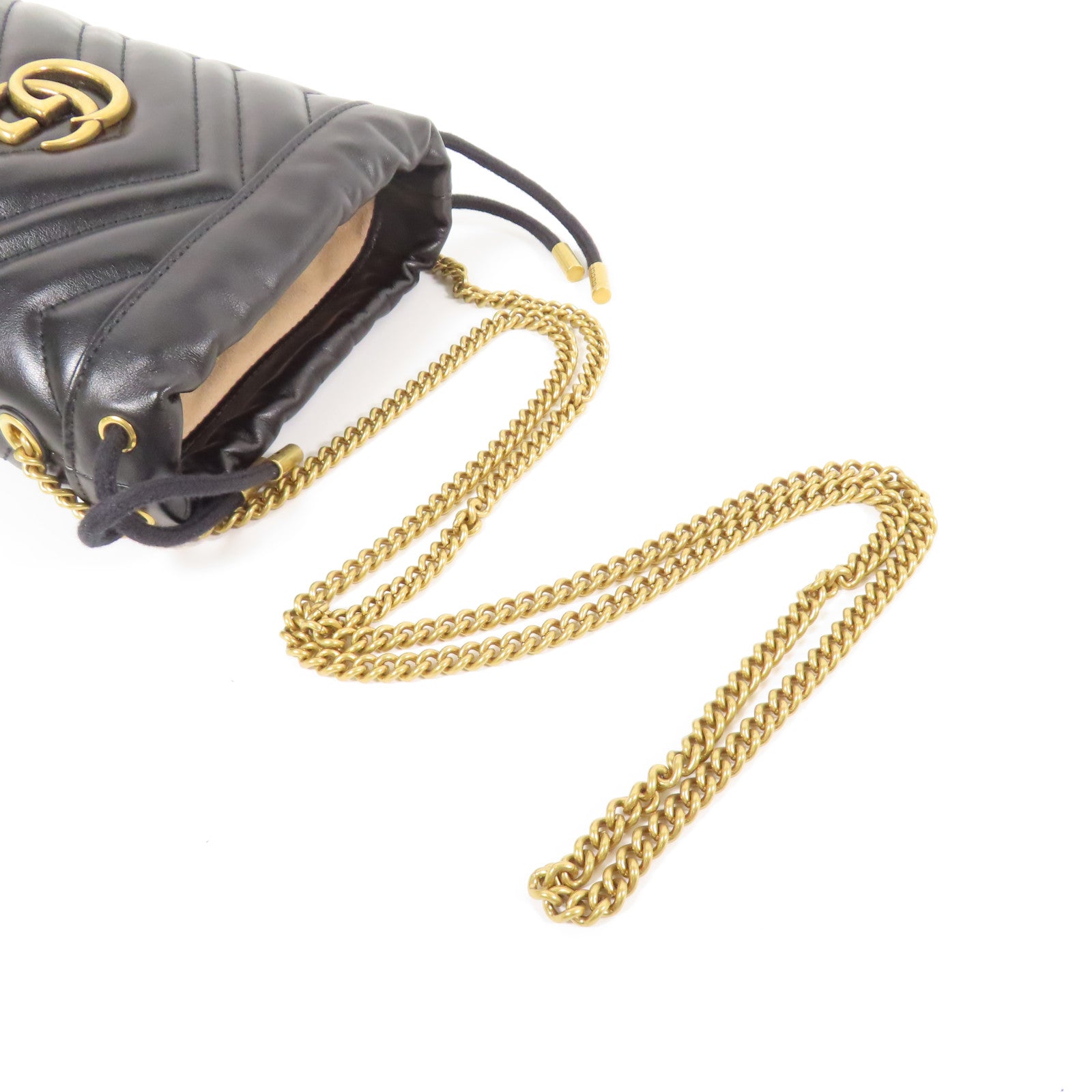 GUCCI 【激減優惠】牛皮皮革GG Marmont金扣鏈帶肩背袋