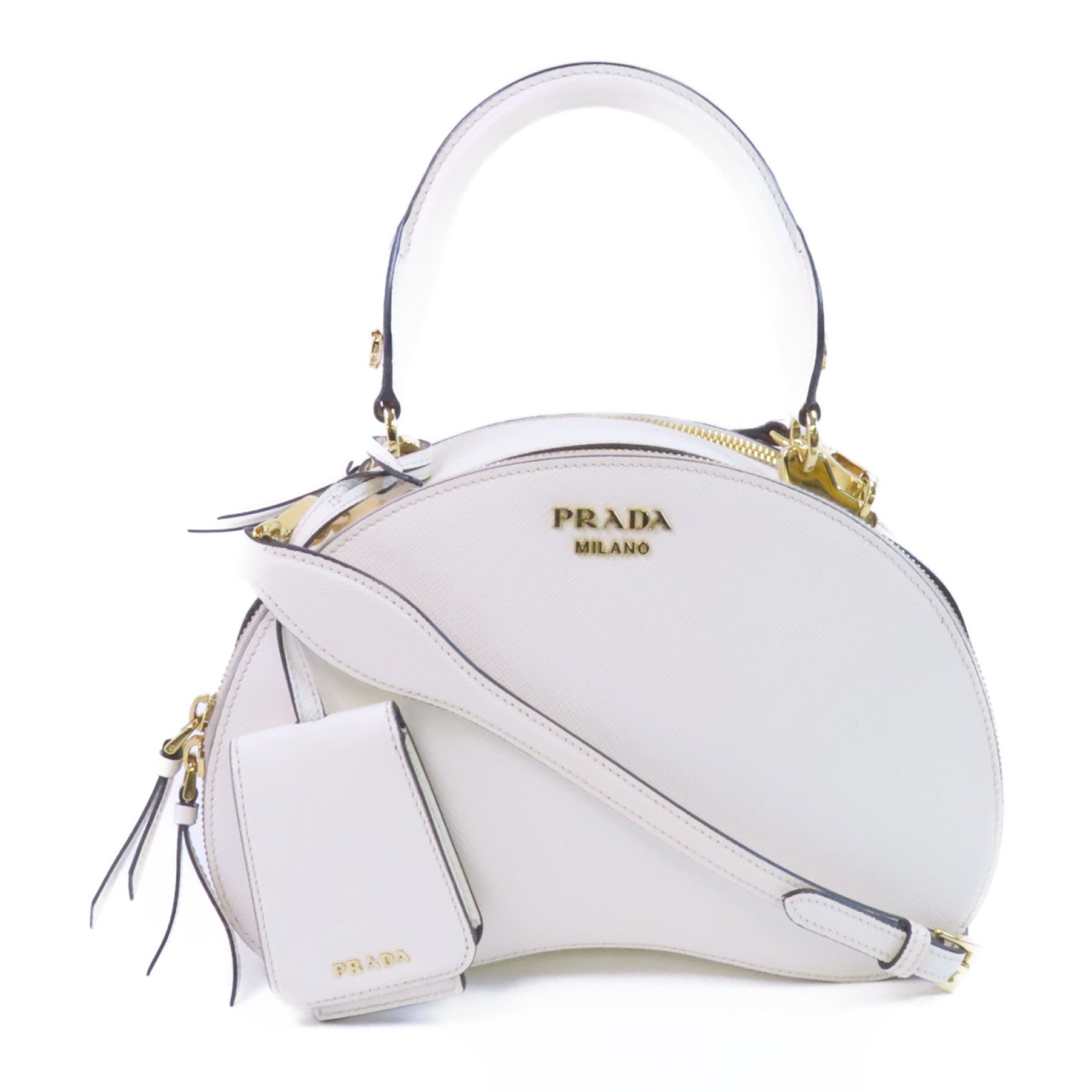 PRADA 牛皮皮革2Way Shoulder Bag金扣手挽肩背兩用袋