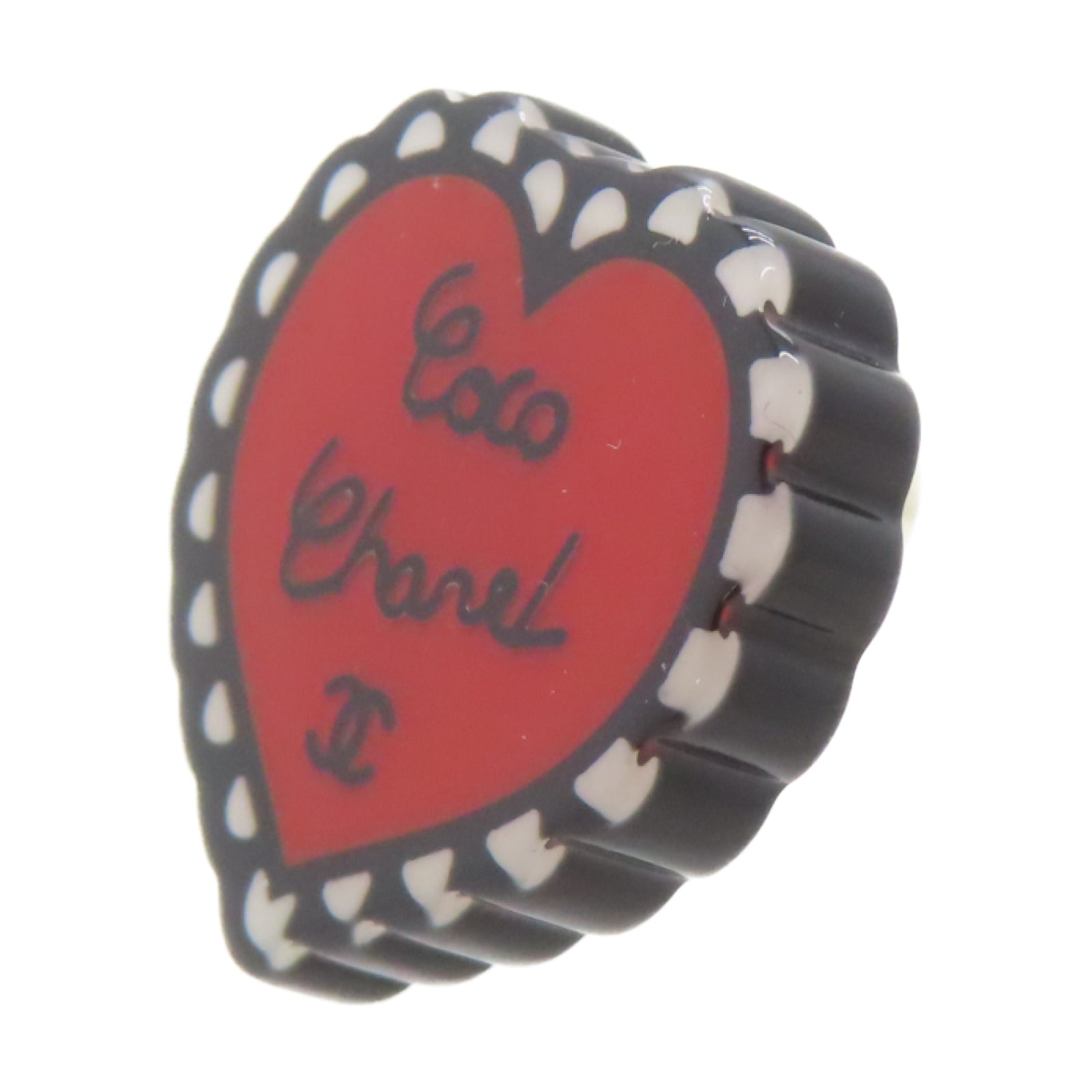 CHANEL 【激減優惠】PVC Brooch金扣胸針紅色/黑色