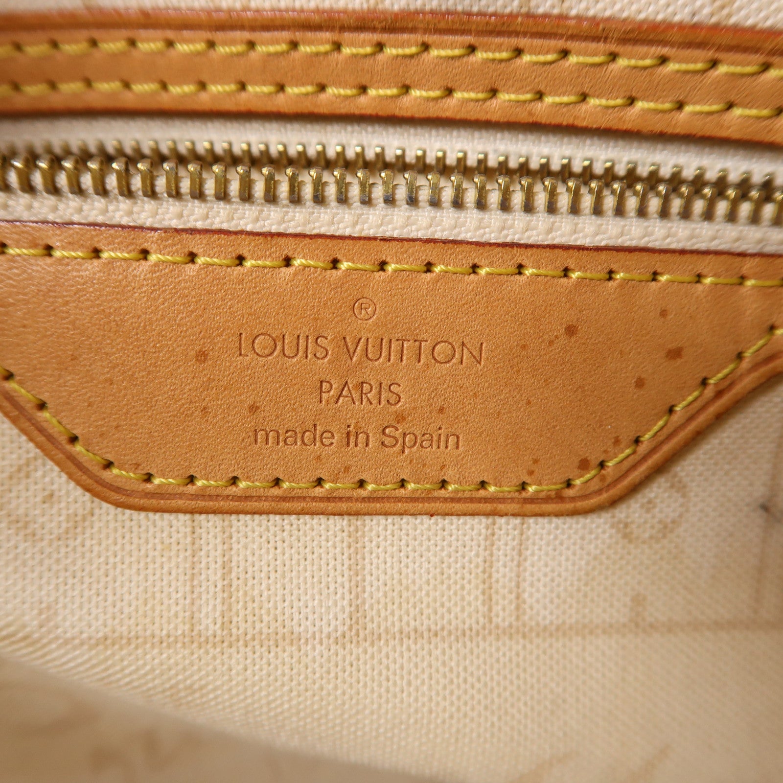 LOUIS VUITTON Damier Azur Neverfull MM金扣肩背袋