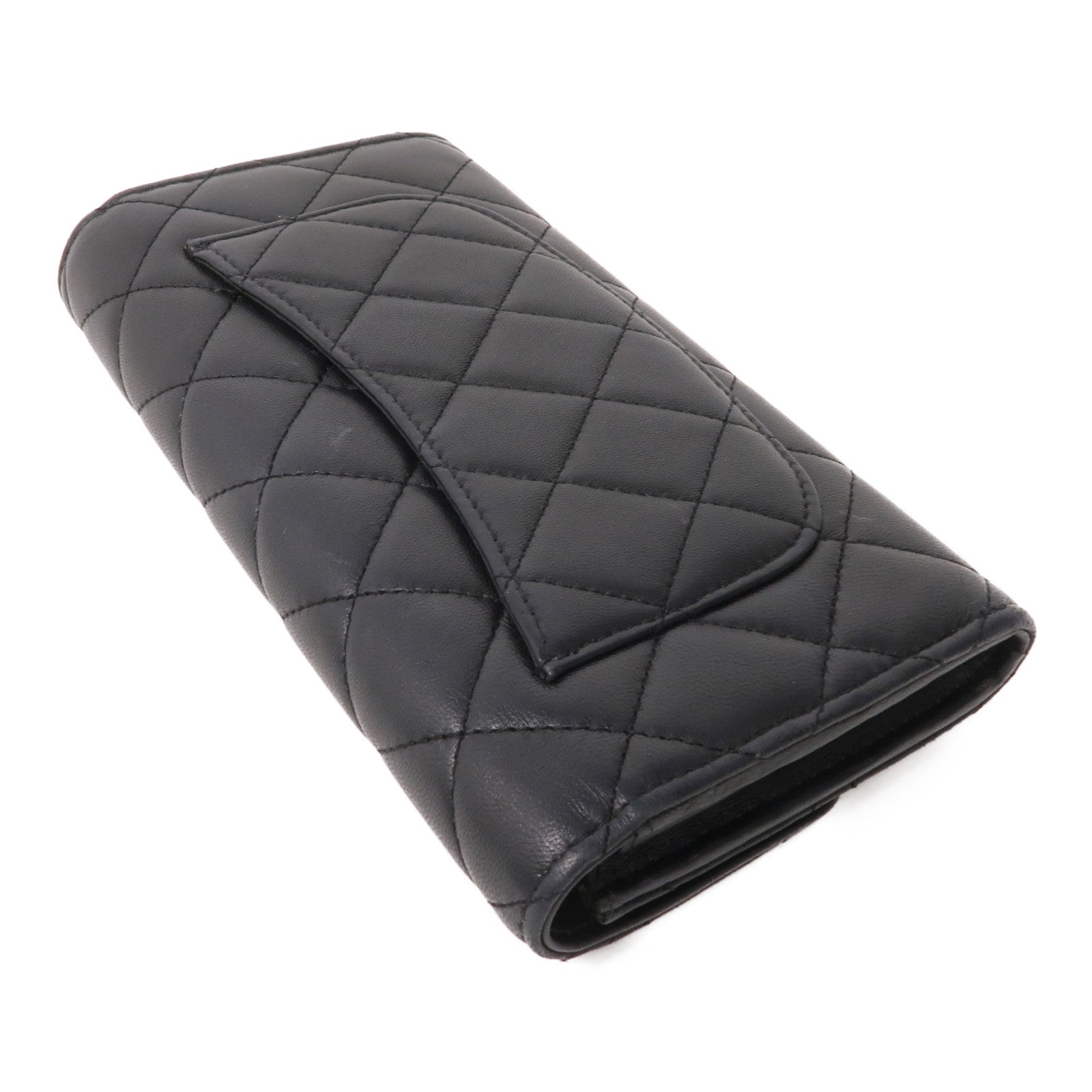 CHANEL 羊皮皮革Long Wallet金扣長錢包