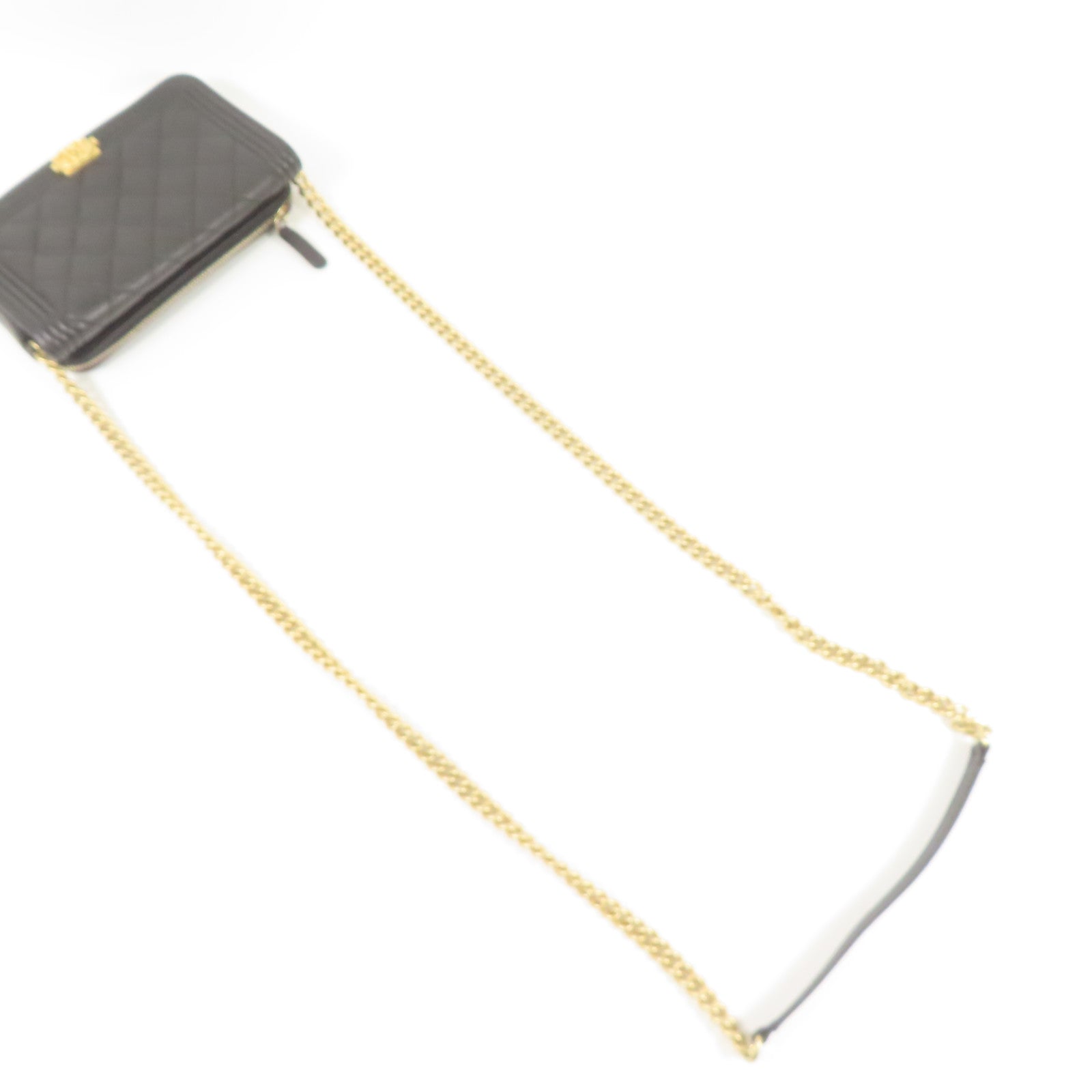 CHANEL CC GHW Boy Chain Shoulder Bag Calfskin Leather Black