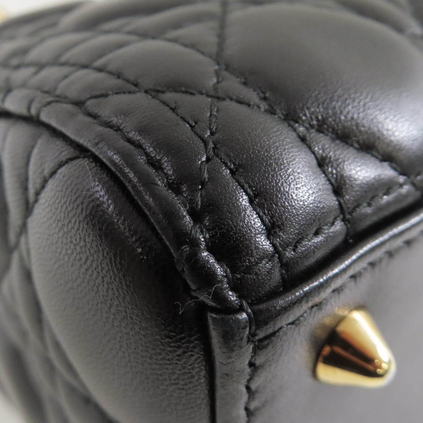 Dior 羊皮皮革Lady Dior 2Way Shoulder Bag金扣手挽肩背兩用袋黑色