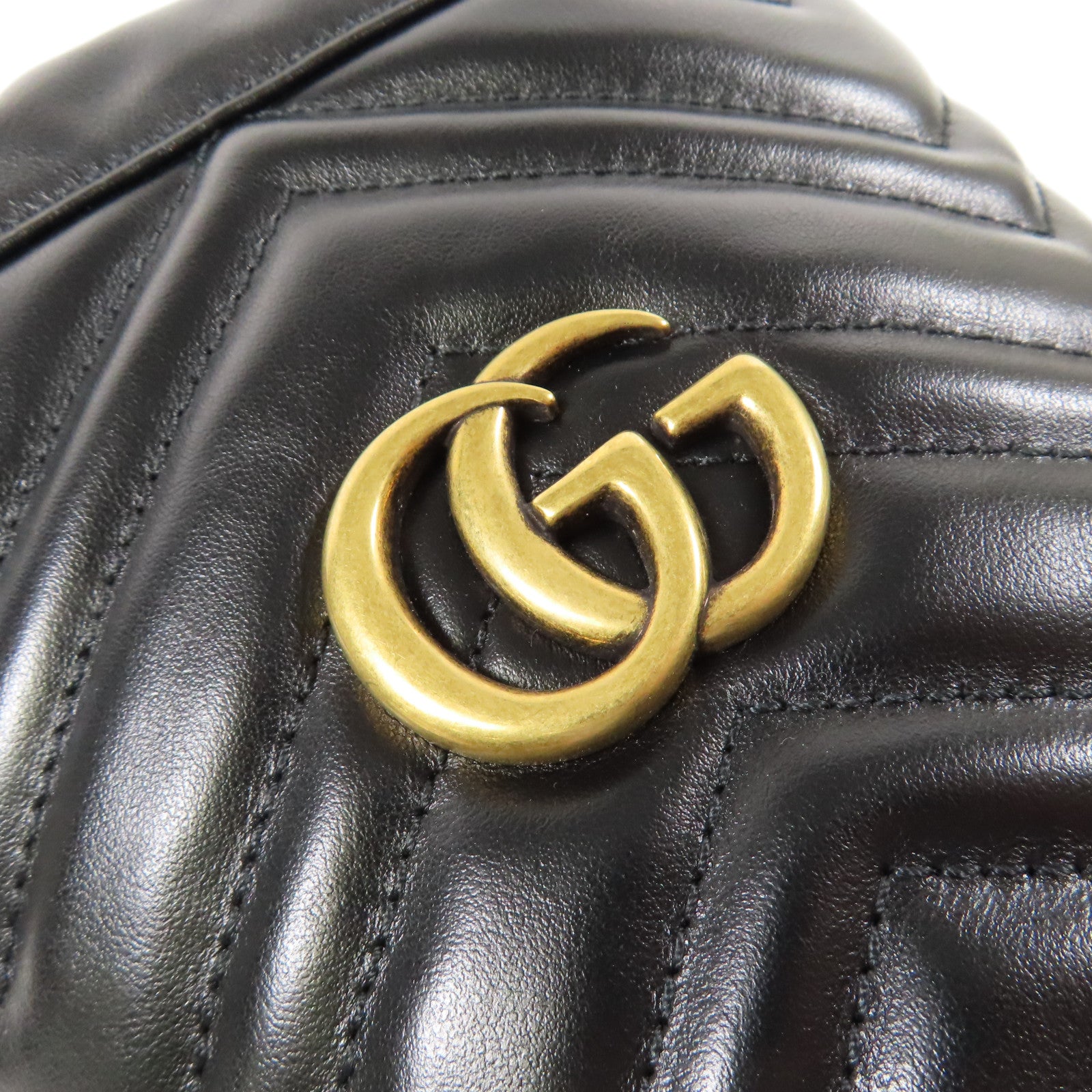 GUCCI 【激減優惠】牛皮皮革GG Marmont金扣鏈帶肩背袋