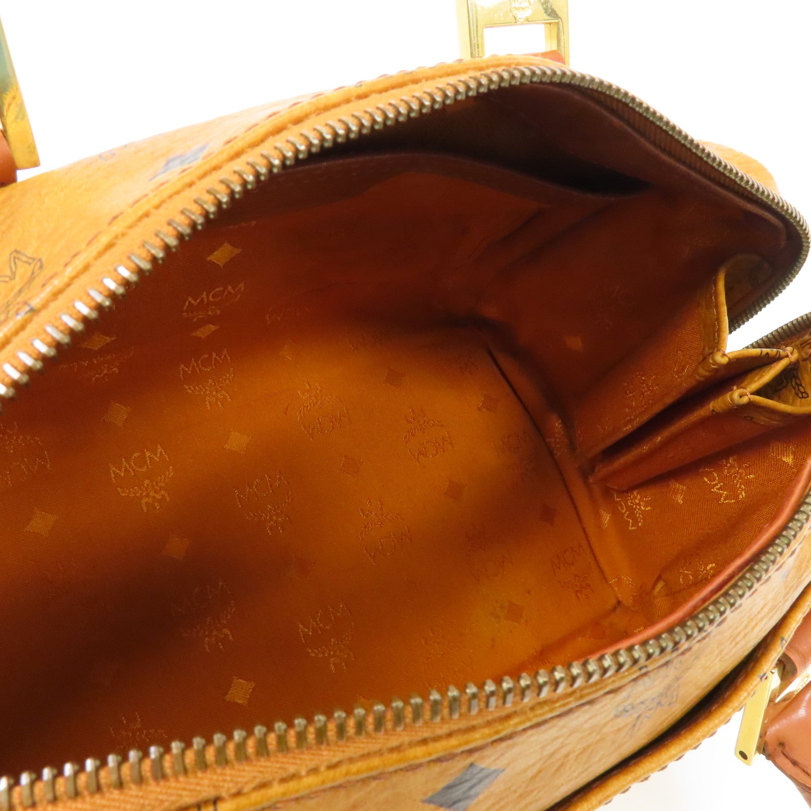 MCM 塗層帆布2 Way Shoulder金扣手挽肩背兩用袋啡色
