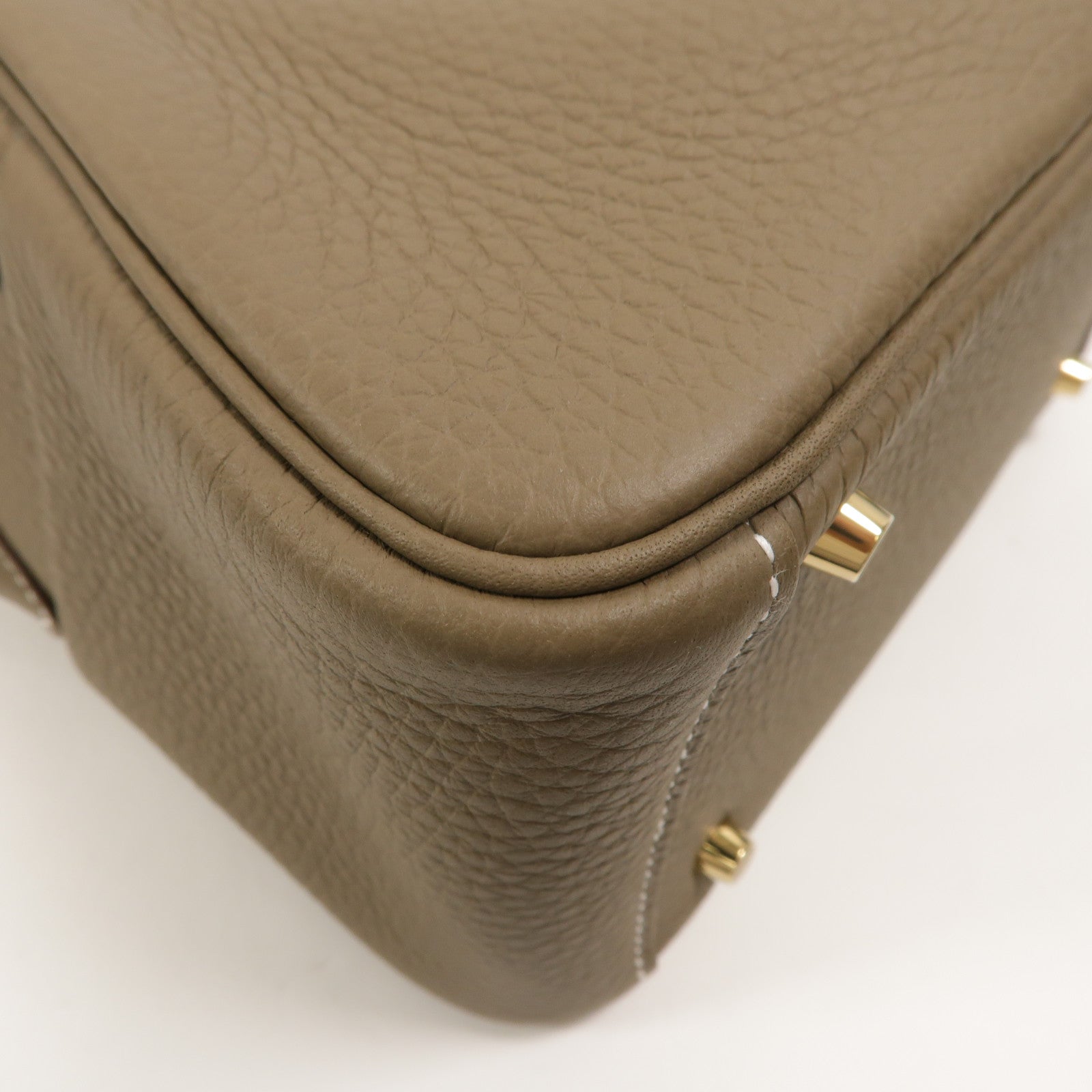 HERMES Clemence皮革Mini Lindy手挽肩背兩用袋Etoupe